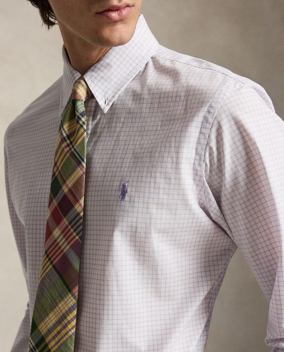 Camisa de hombre de popelina elástica Azul Cabana Blanco - Polo Ralph Lauren - Morado Morado-4