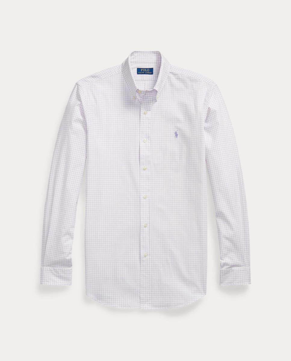 Camisa de hombre de popelina elástica Azul Cabana Blanco - Polo Ralph Lauren - Morado Morado-5