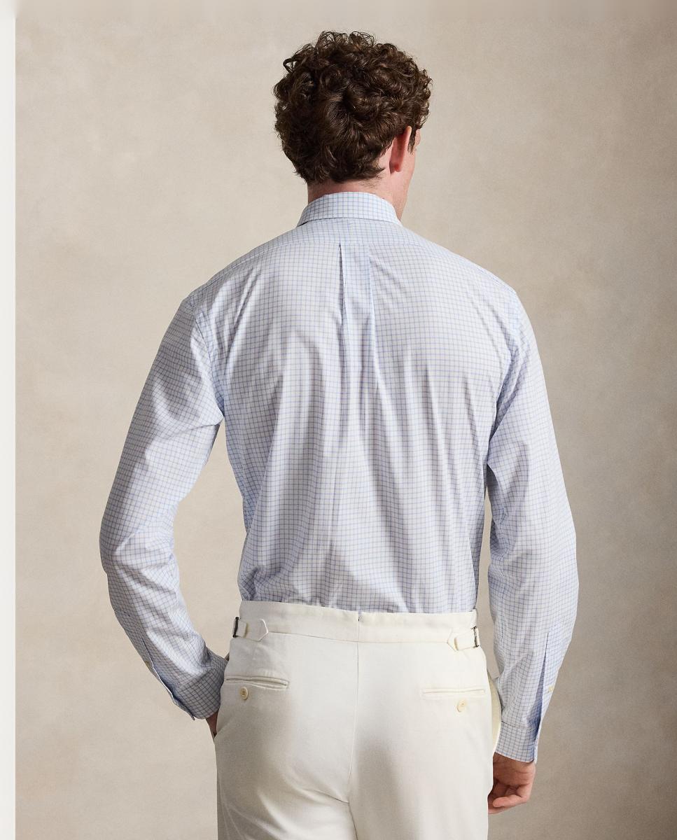 Camisa de Popelina Elástica Regular Fit Azul-claro-3