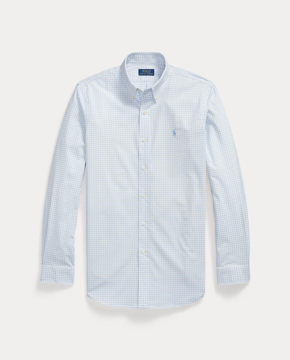 Camisa de Popelina Elástica Regular Fit Azul-claro-5