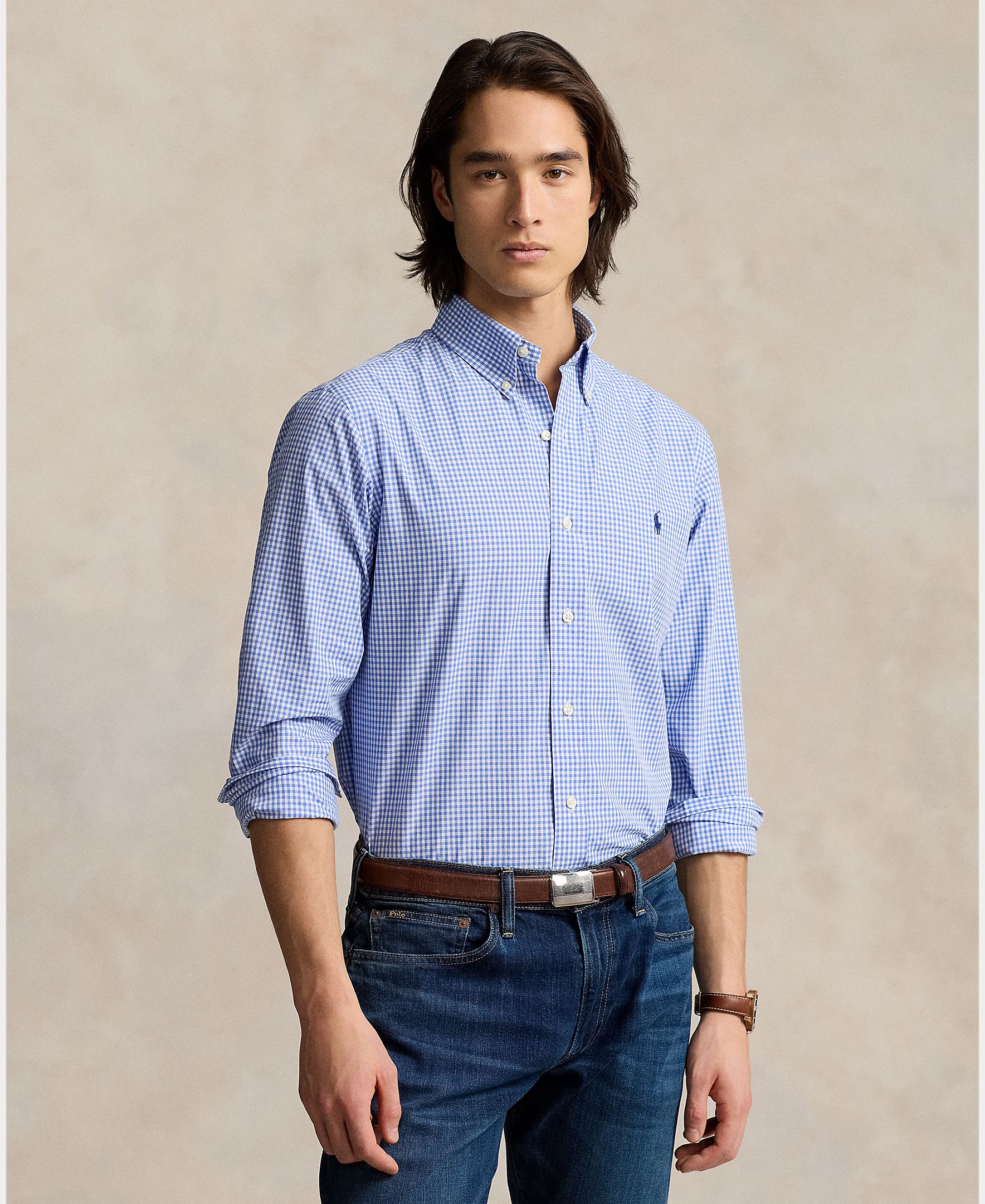 Camisa de popelina elástica de hombre Azul cabana - Polo Ralph Lauren - Azul claro Azul claro-1