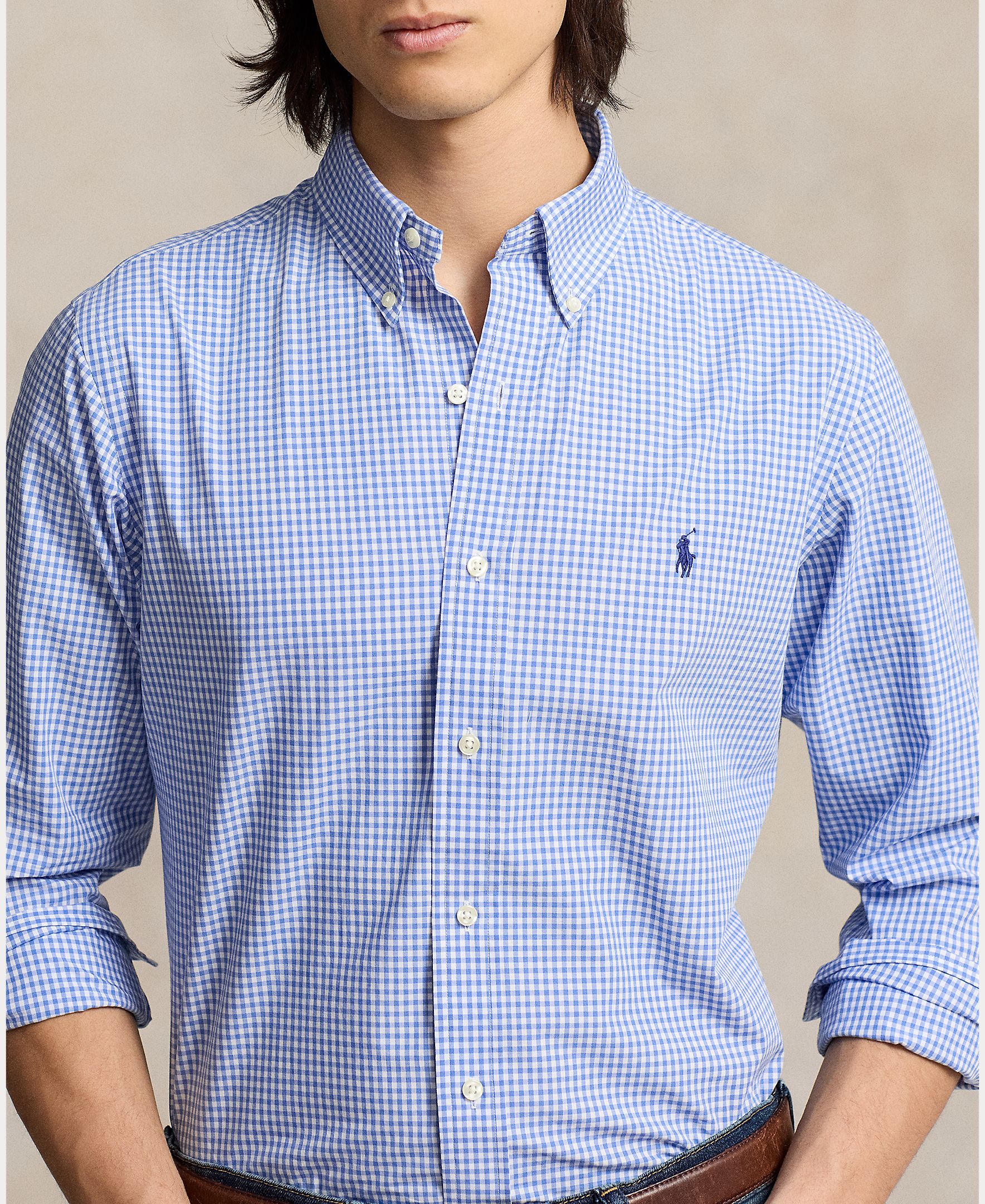 Camisa de popelina elástica de hombre Azul cabana - Polo Ralph Lauren - Azul claro Azul claro-4