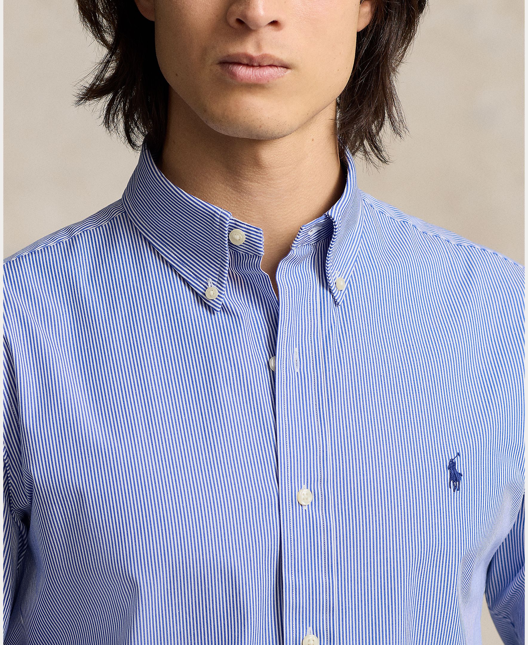 Camisa de popelina elástica de hombre Azul cabana - Polo Ralph Lauren - Azul oscuro Azul oscuro-4