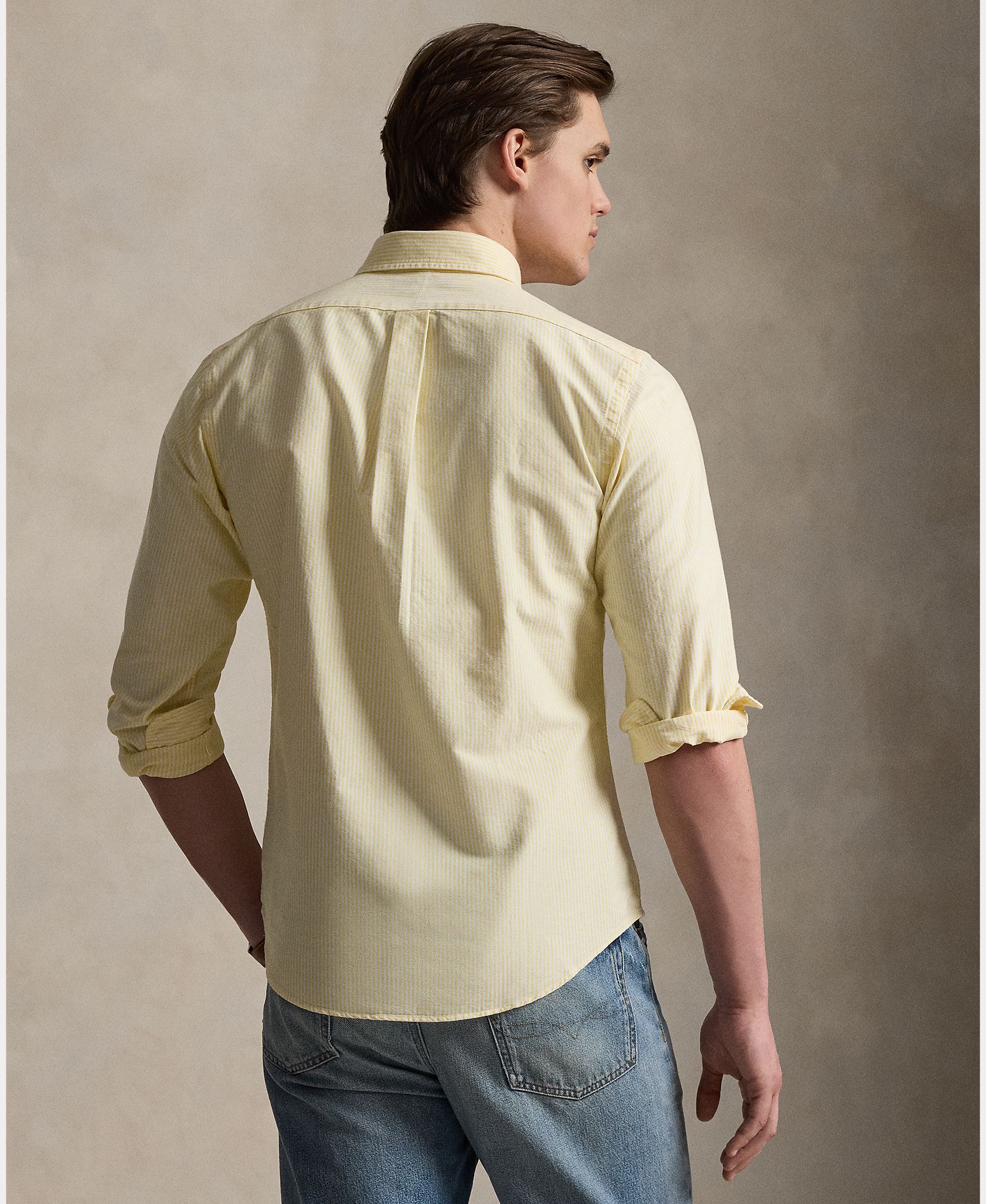 Camisa Oxford de Algodão Custom Fit Amarelo-3