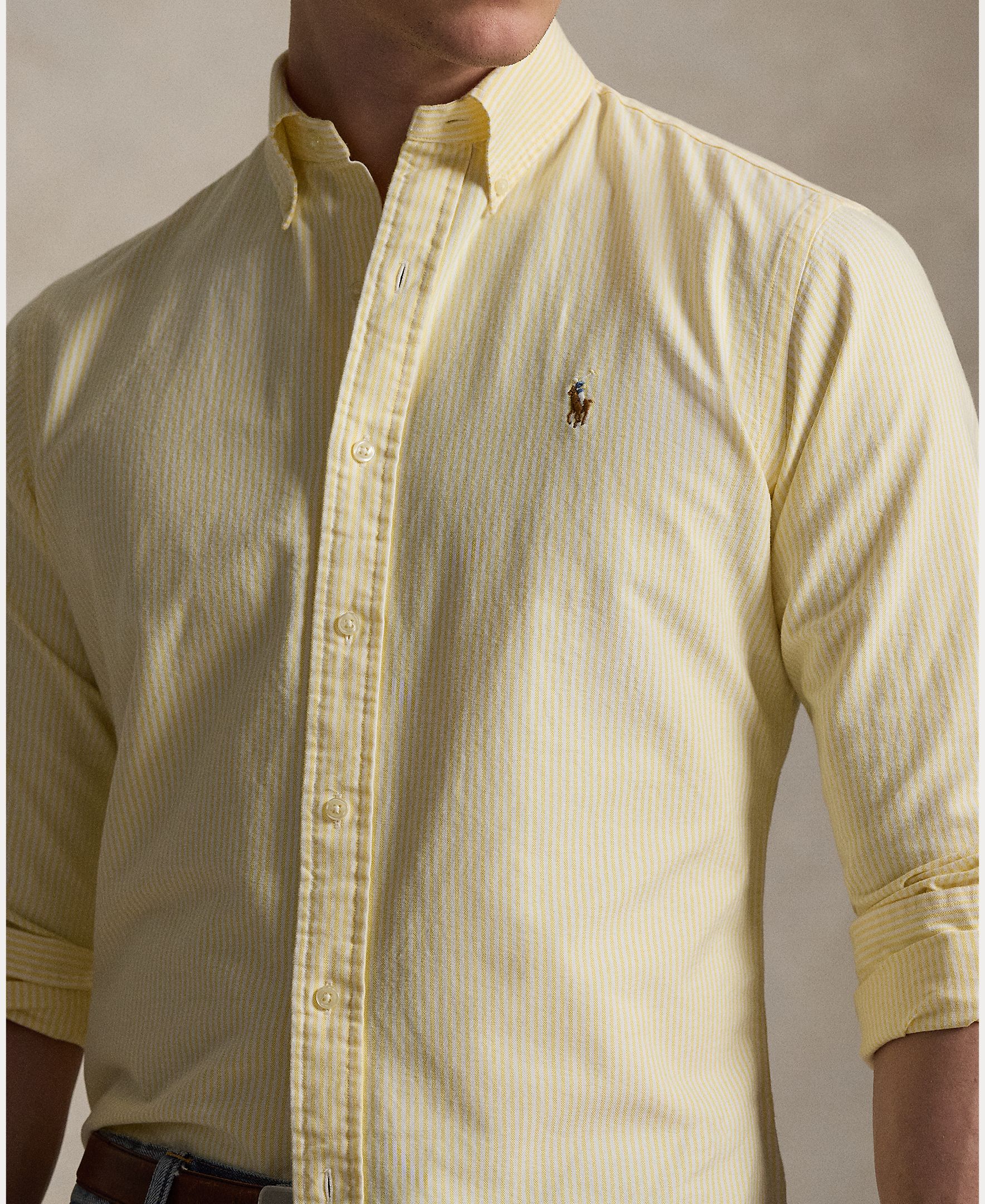 Camisa Oxford de Algodão Custom Fit Amarelo-4