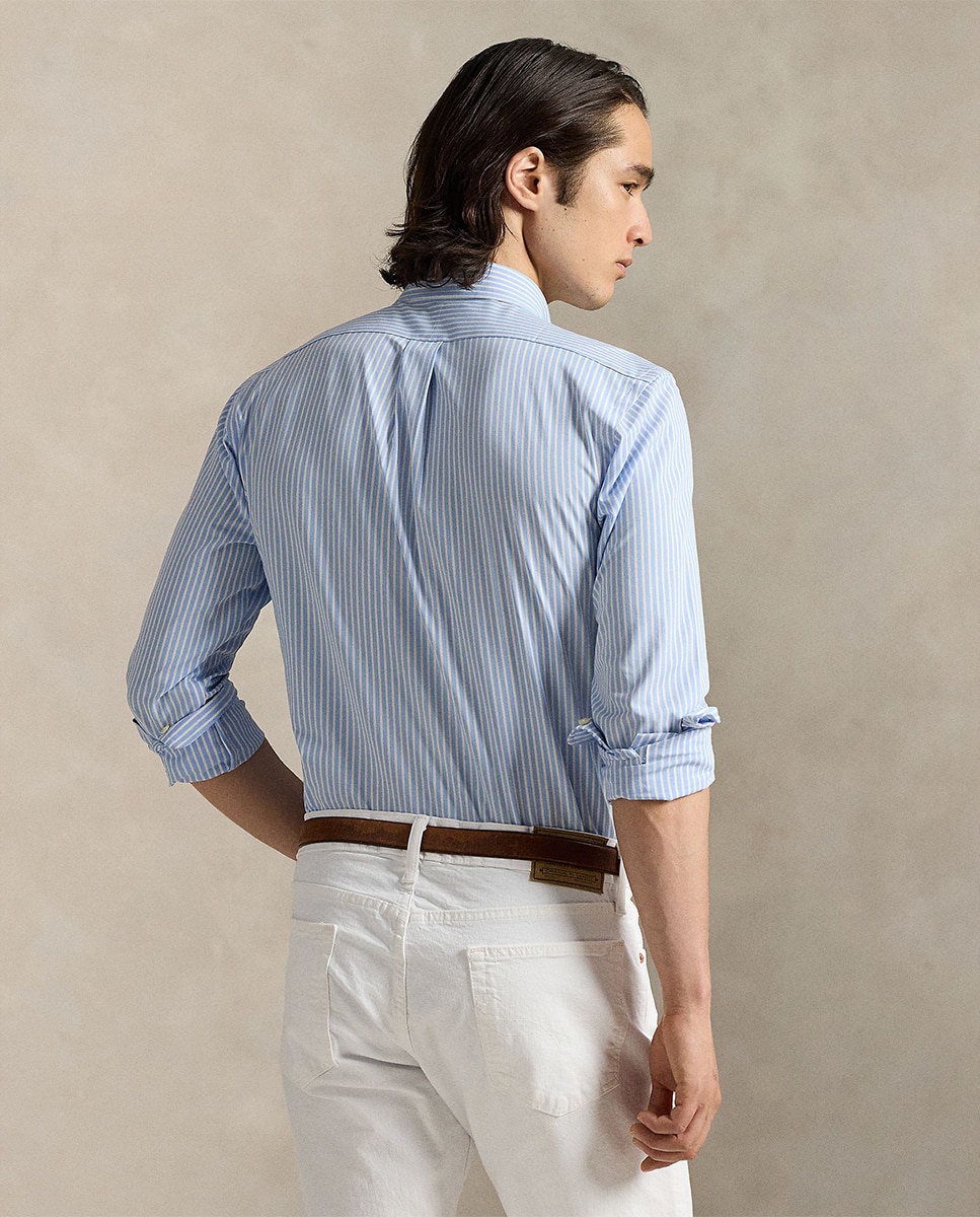 Camisa Custom Fit de Popelina Azul-claro-2