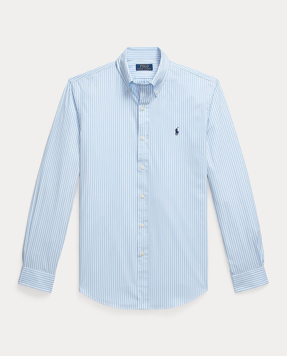 Camisa Custom Fit de Popelina Azul-claro-6
