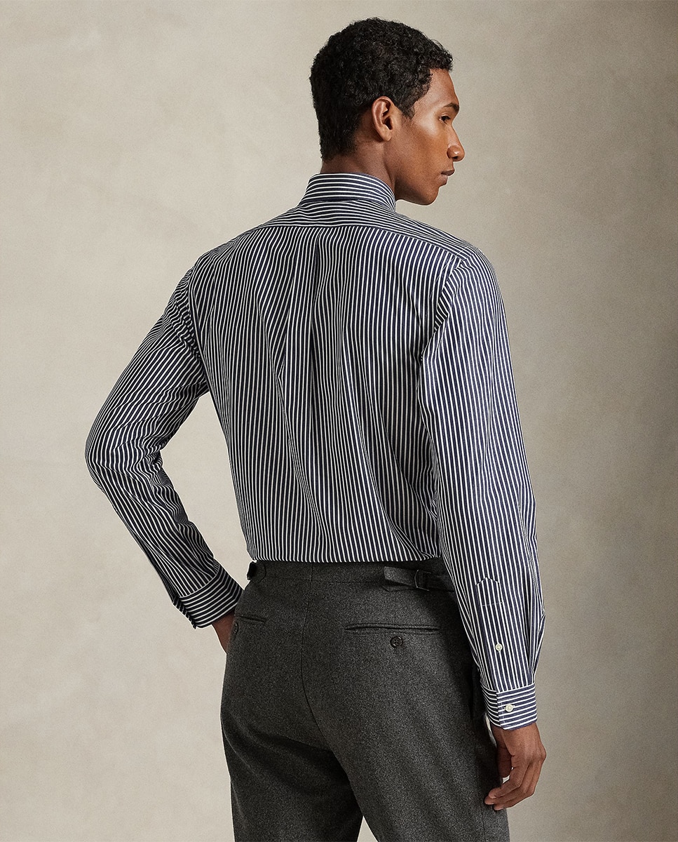 Camisa Custom Fit de Popelina Azul-marinho-2