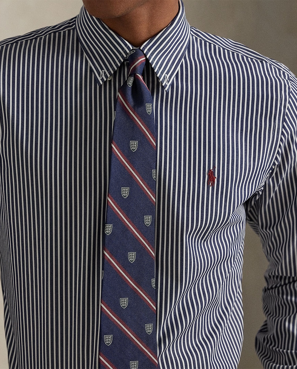 Camisa Custom Fit de Popelina Azul-marinho-3