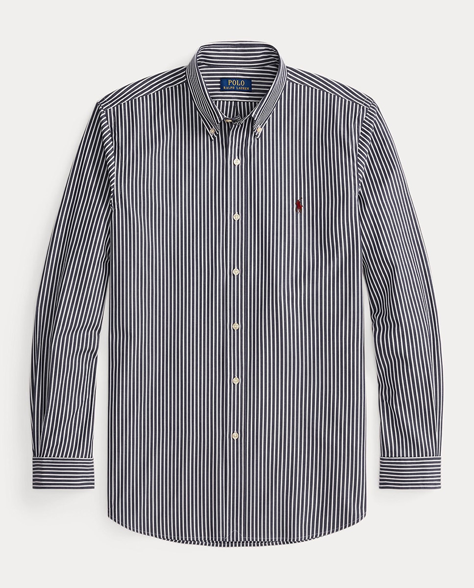 Camisa Custom Fit de Popelina Azul-marinho-5