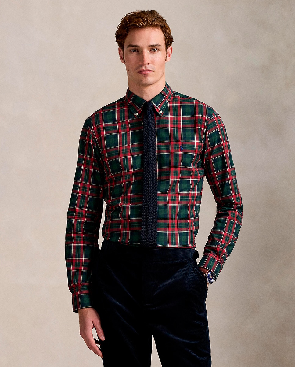 Camisa de Sarja Técnica Custom Fit Vermelho-escuro-1