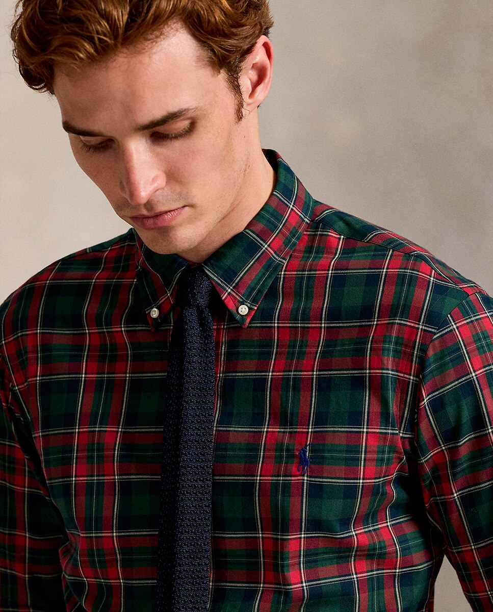 Camisa de Sarja Técnica Custom Fit Vermelho-escuro-4