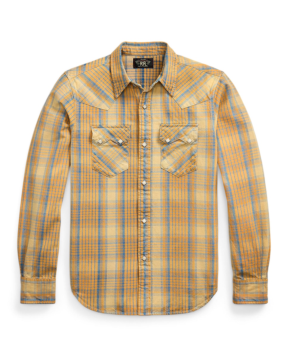 Camisa Estilo Western Slim Fit Double RL Amarelo Intermédio-1