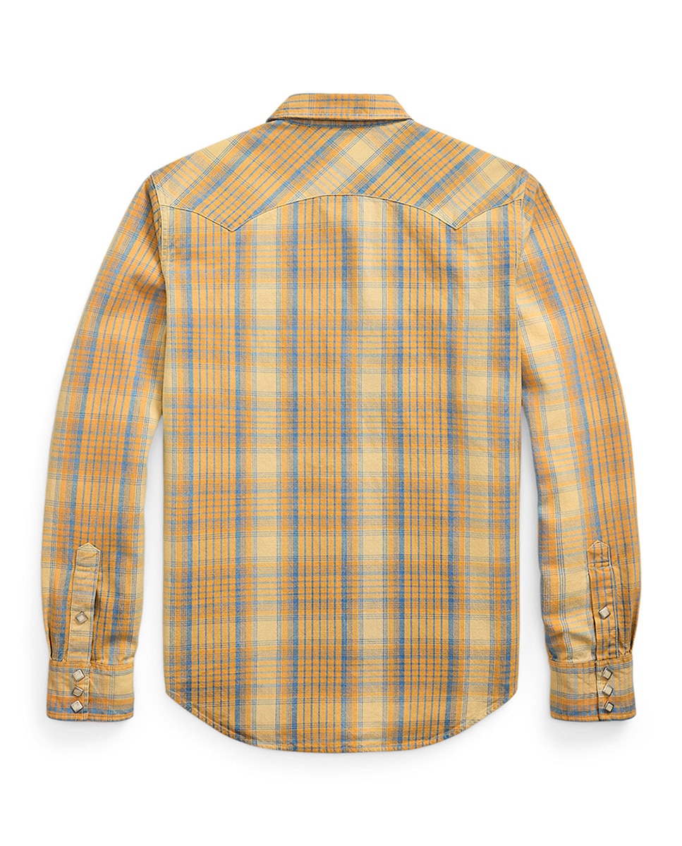 Camisa Estilo Western Slim Fit Double RL Amarelo Intermédio-2