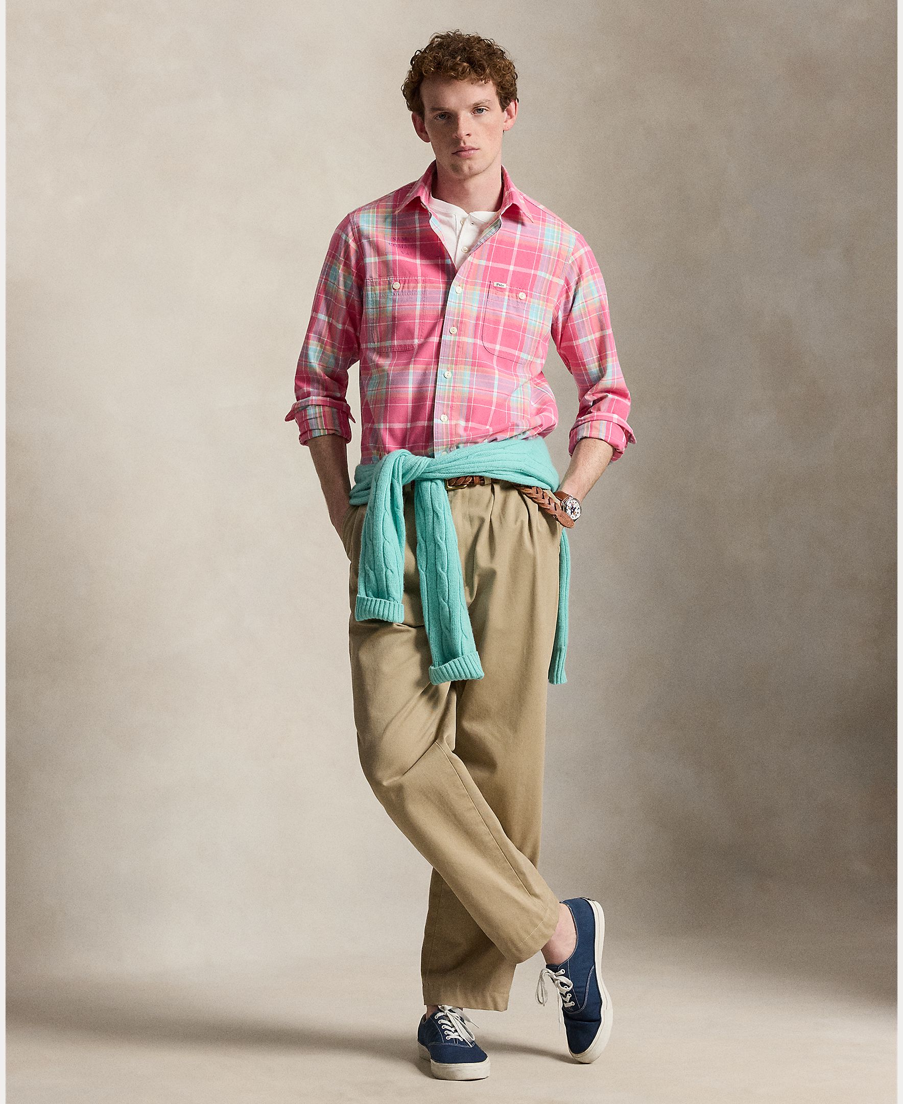 Camisa Chino Estampada Vermelho-7