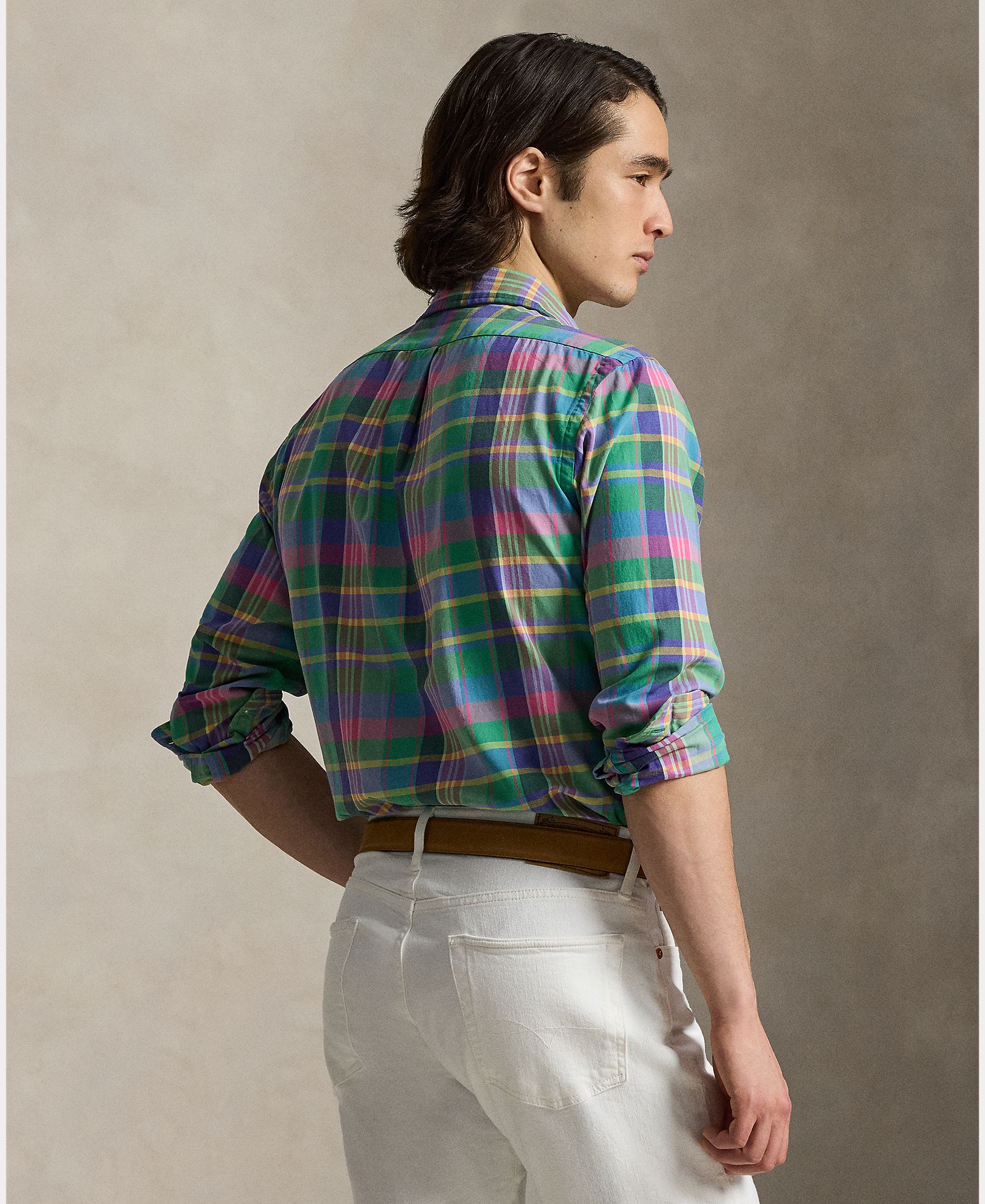 Camisa aos Quadrados Custom Fit Verde-3