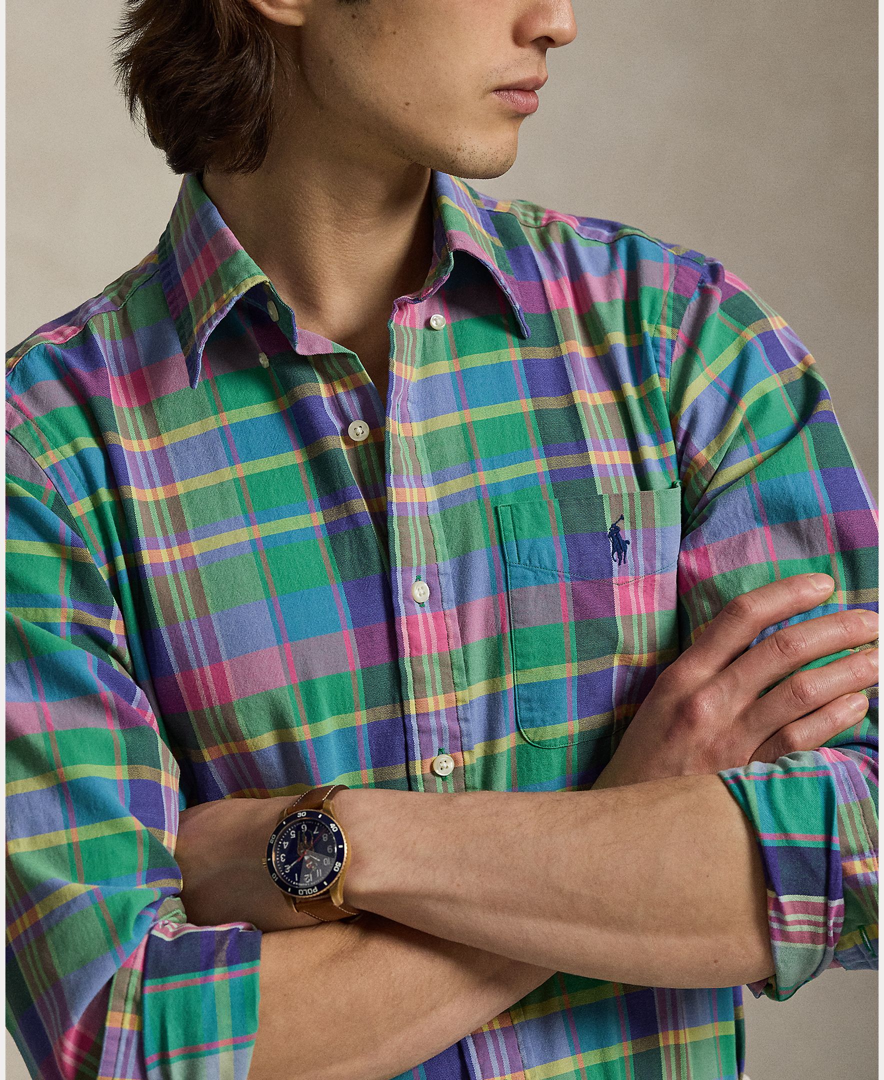 Camisa aos Quadrados Custom Fit Verde-4