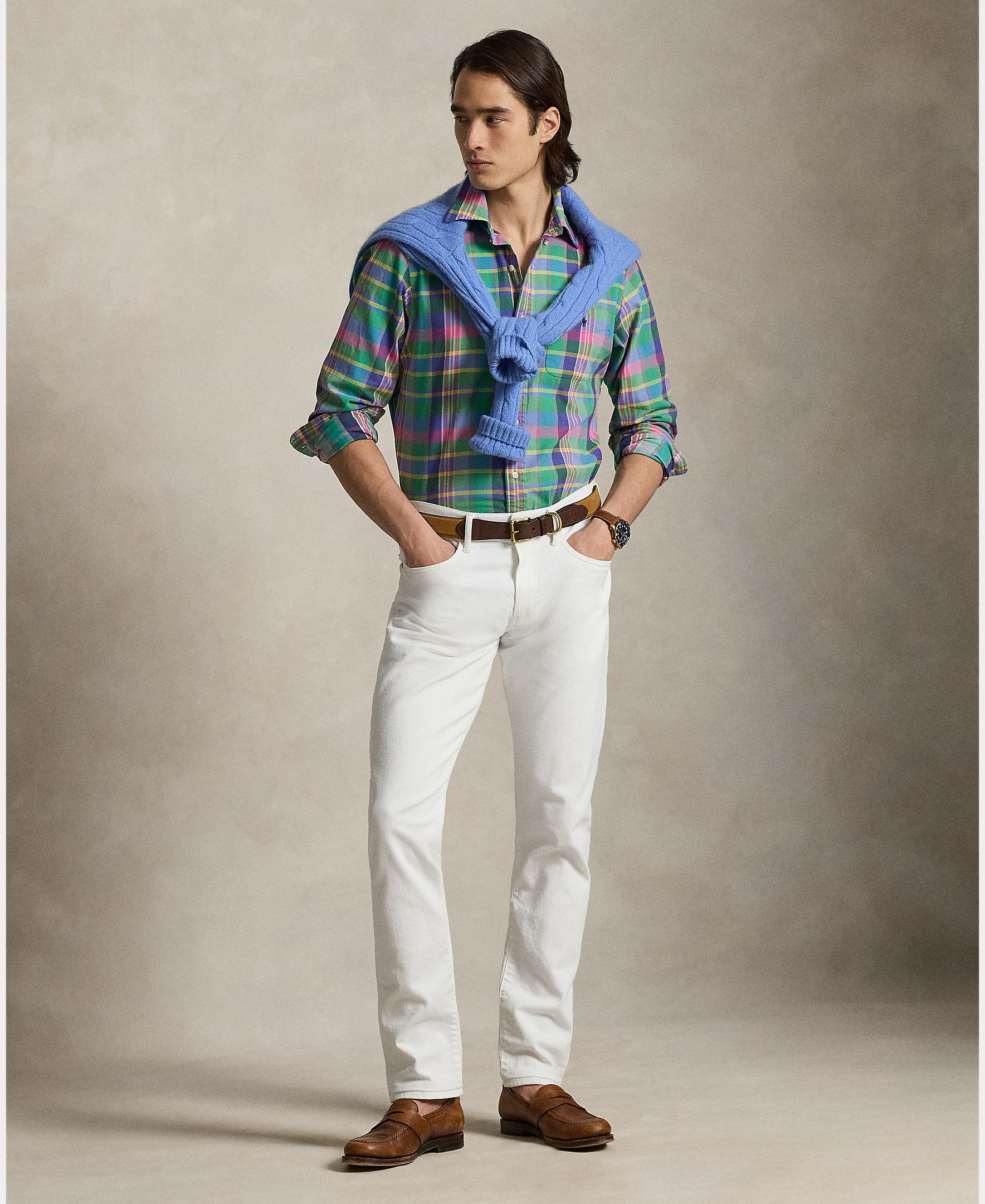 Camisa aos Quadrados Custom Fit Verde-7