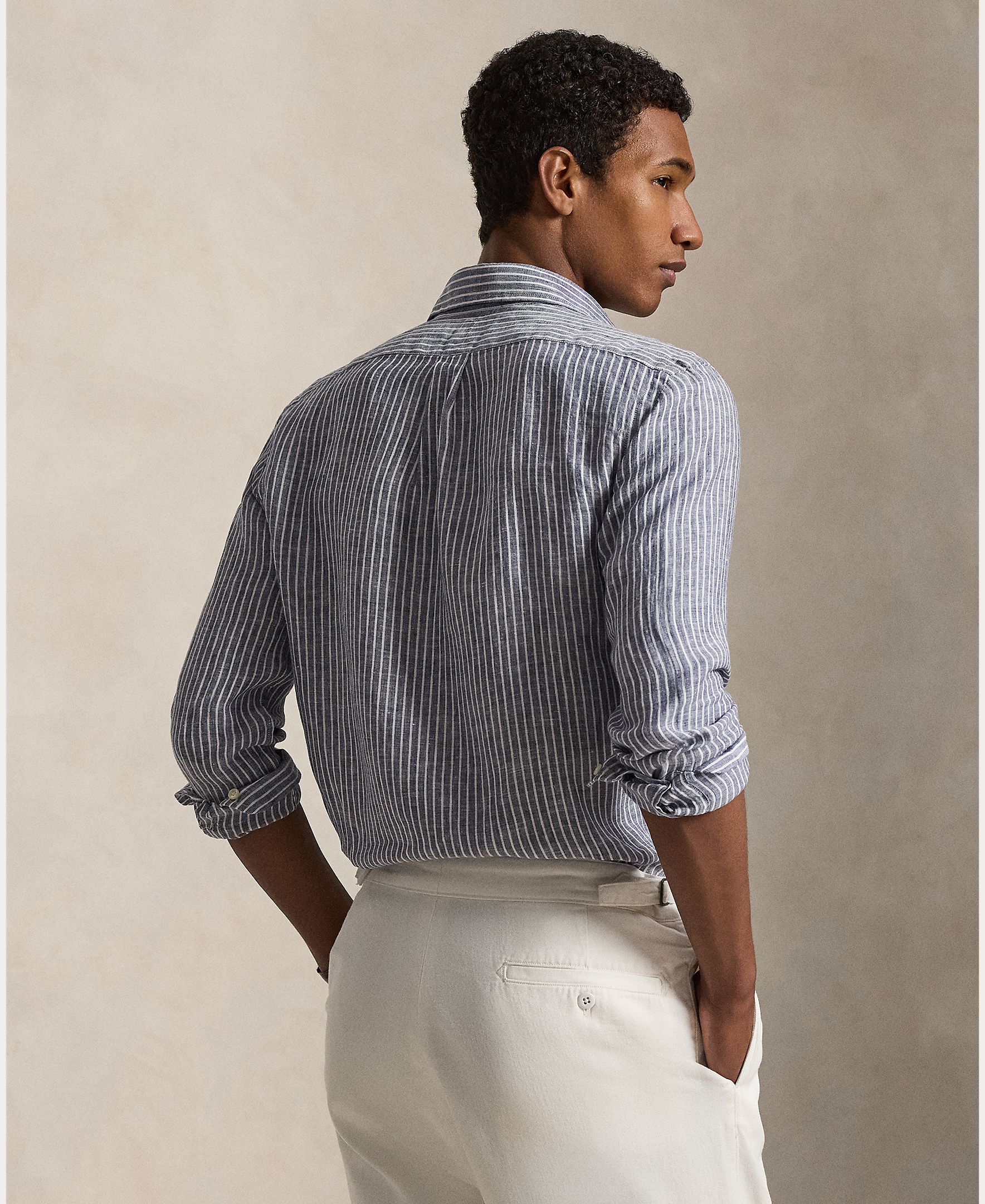 Camisa Regular Fit de Linho Cinzento-3