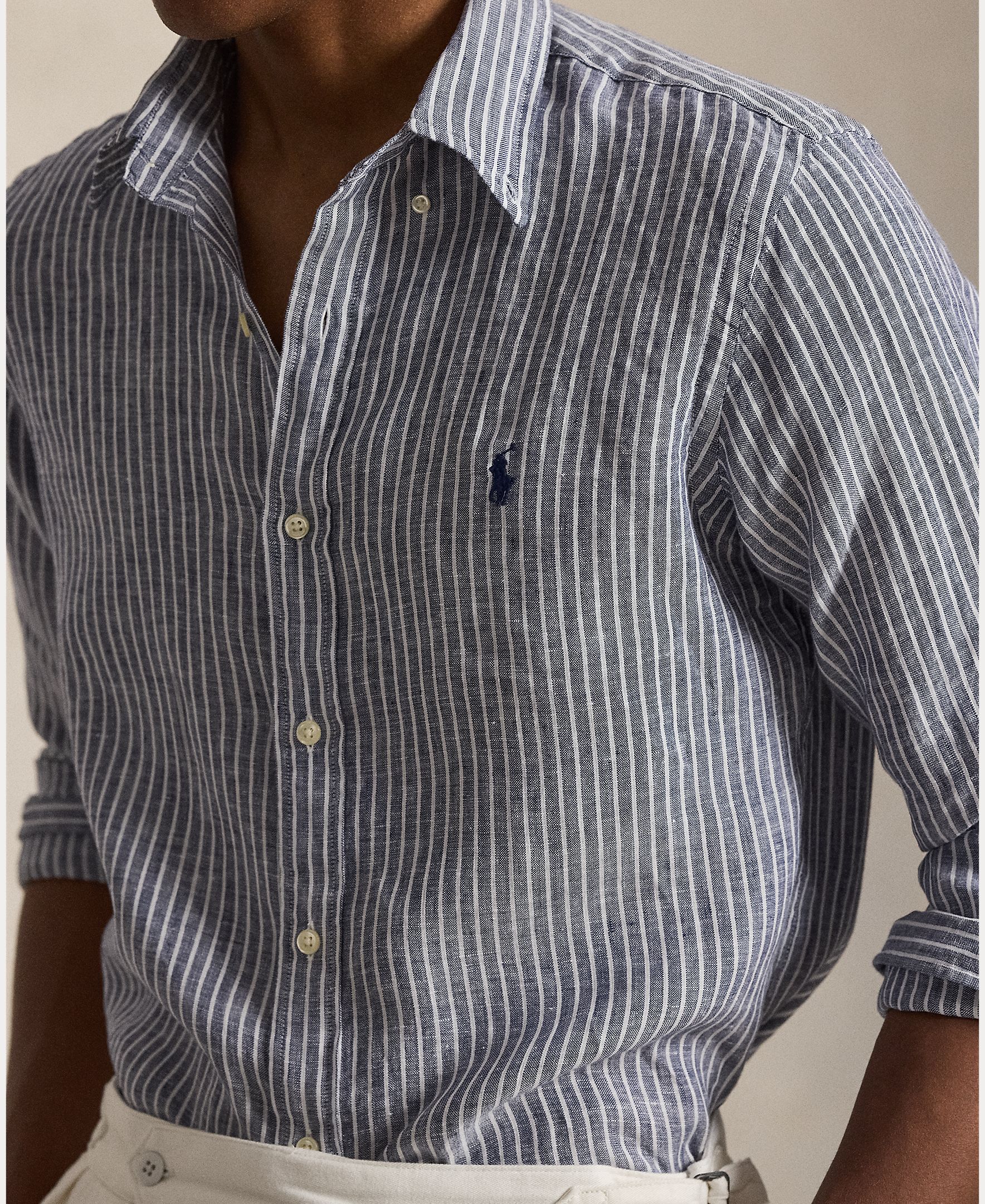 Camisa Regular Fit de Linho Cinzento-4