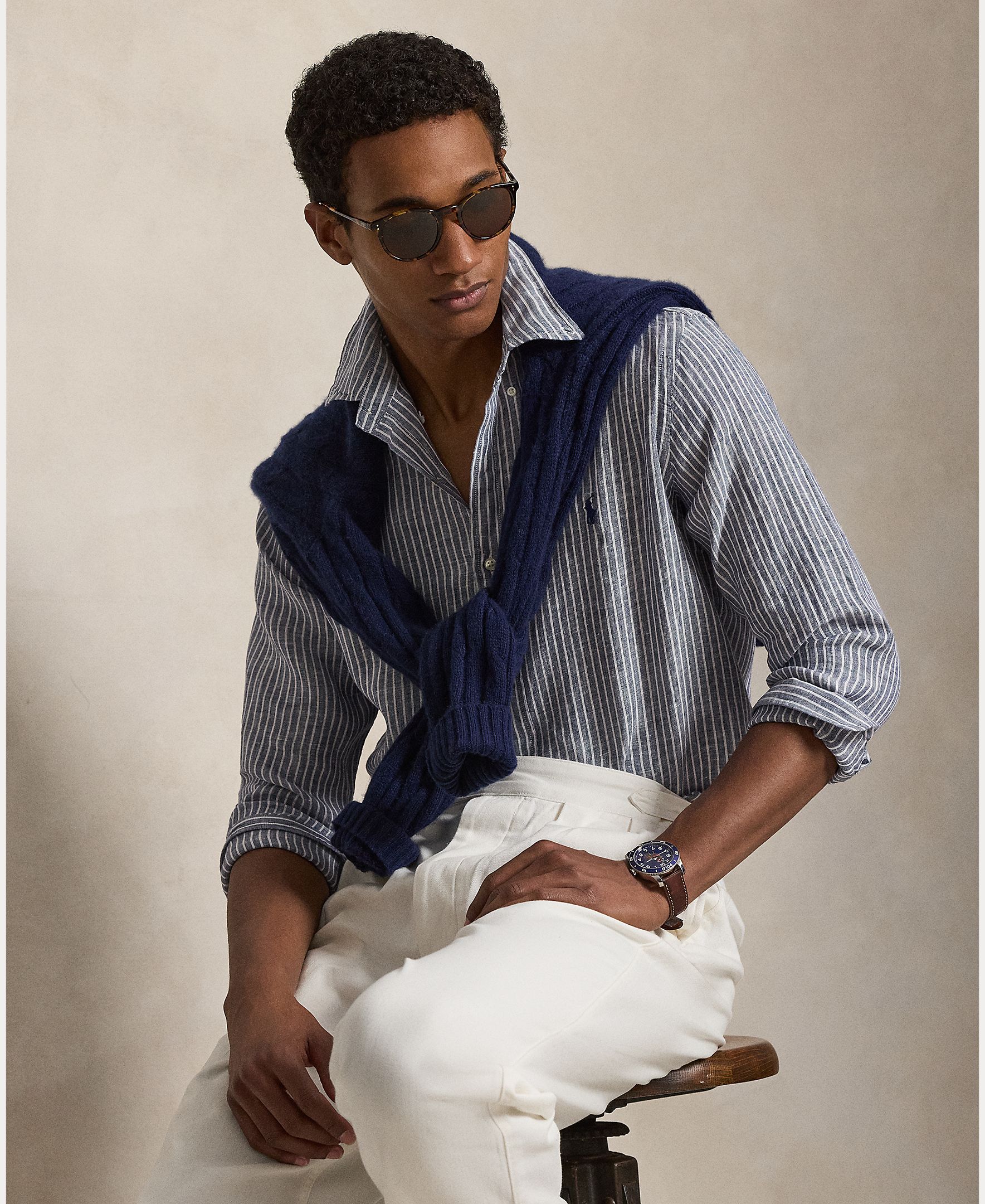 Camisa Regular Fit de Linho Cinzento-5