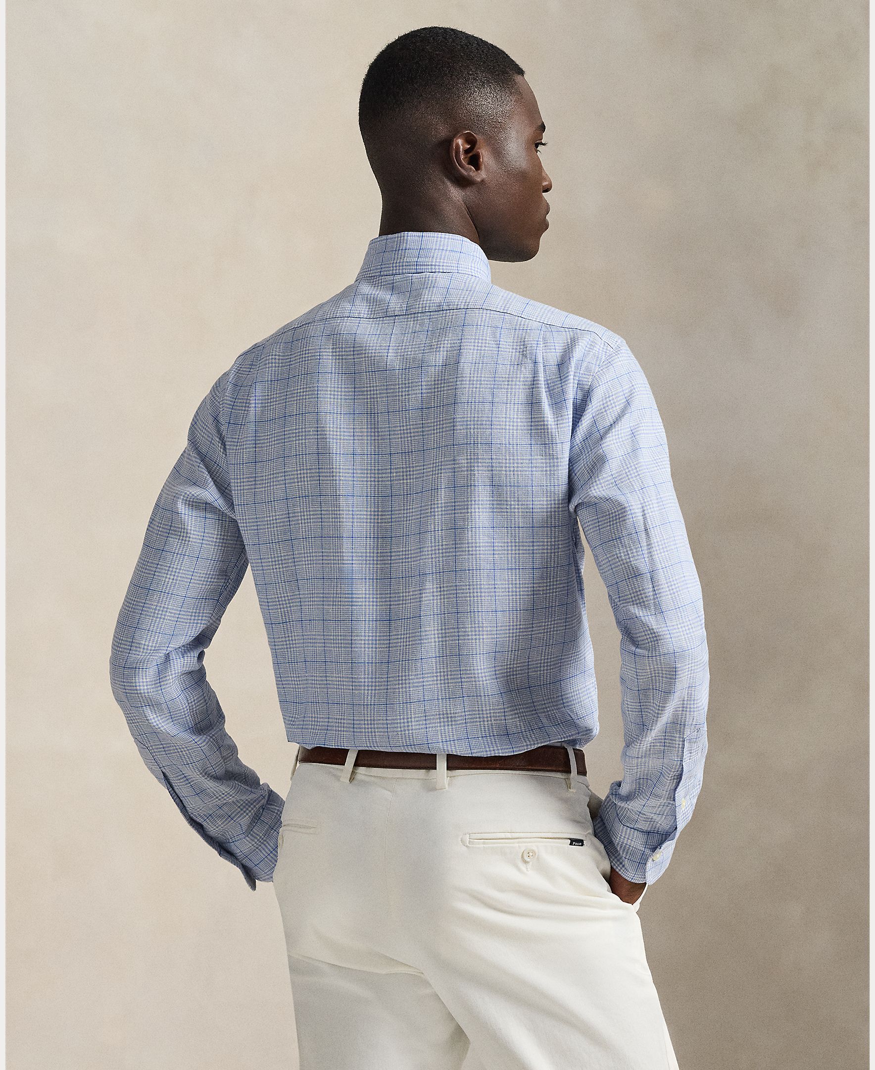 Camisa Slim Fit de Linho Azul-acinzentado-3