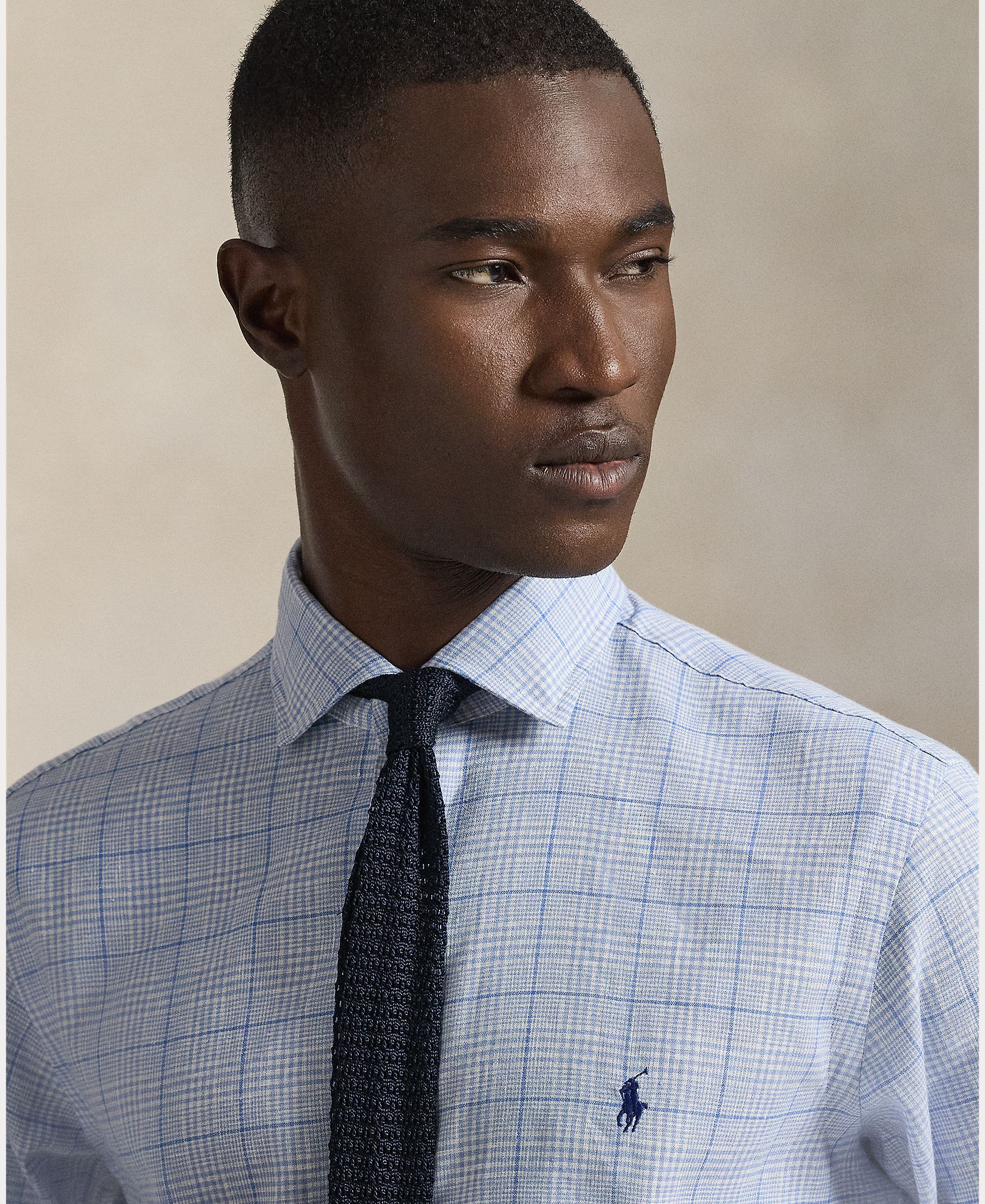 Camisa Slim Fit de Linho Azul-acinzentado-4