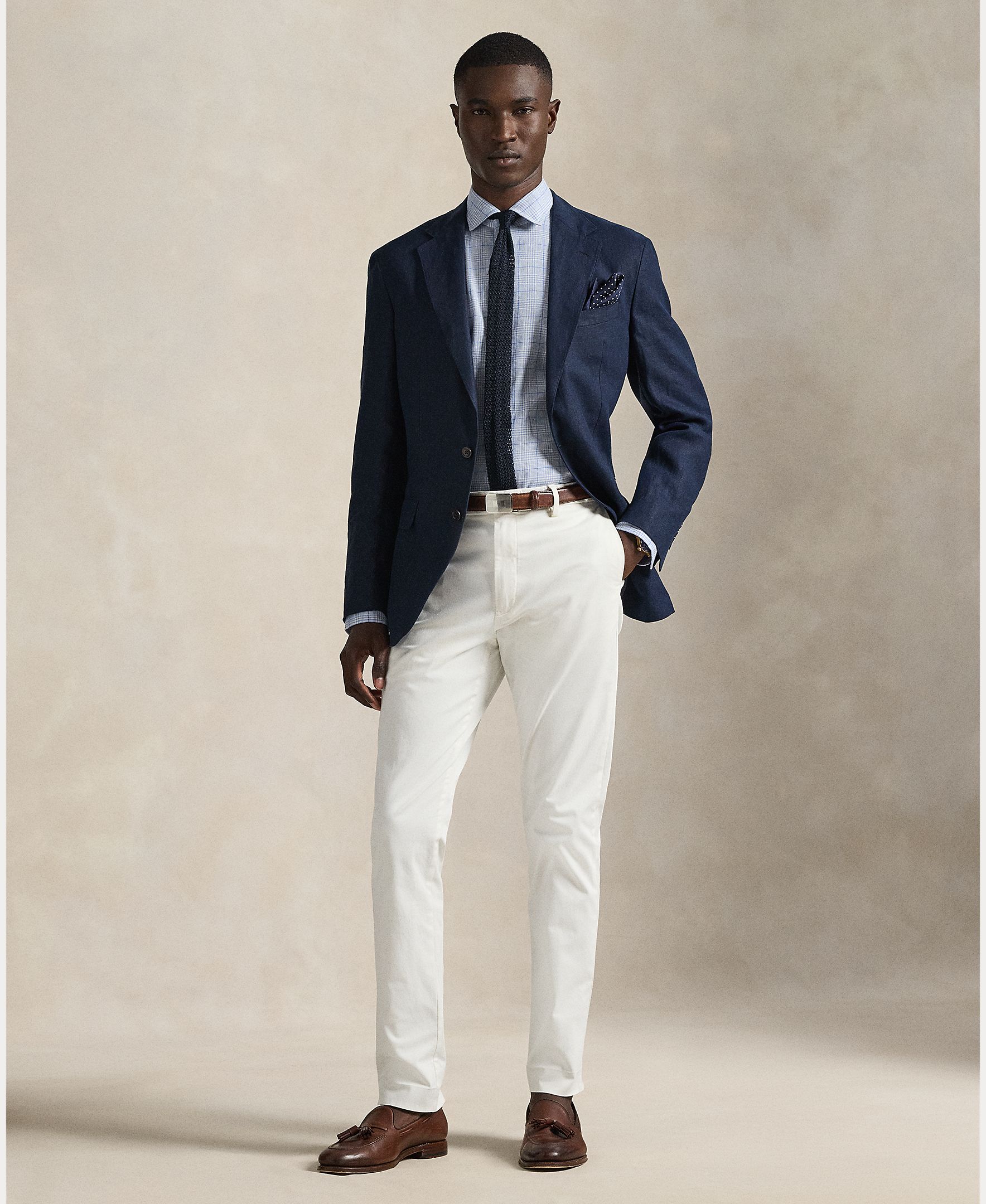 Camisa Slim Fit de Linho Azul-acinzentado-7