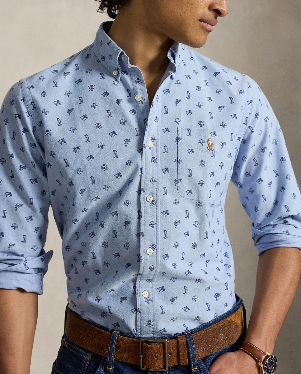Camisa Oxford de Algodão com Bolso Azul-claro-4
