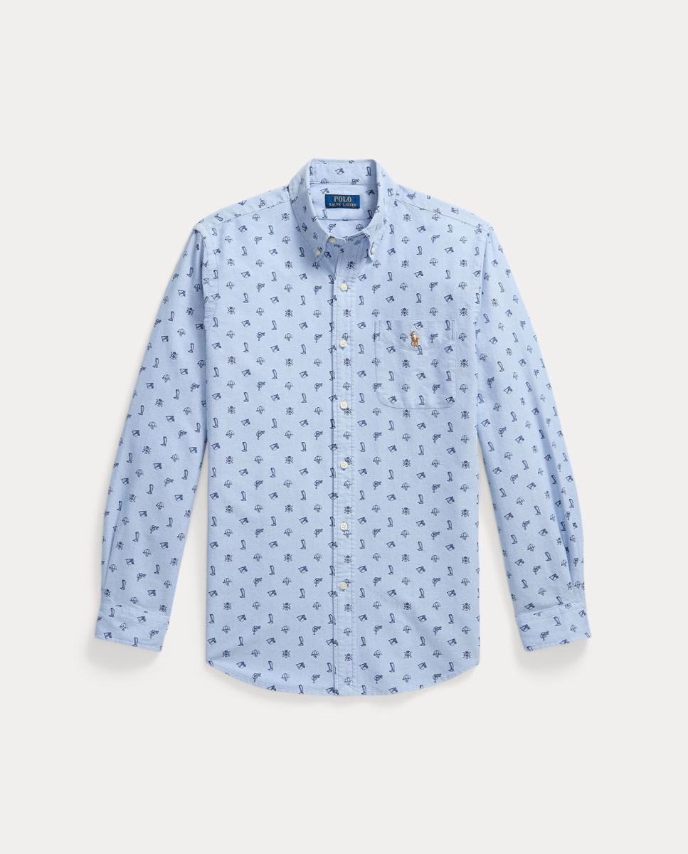 Camisa Oxford de Algodão com Bolso Azul-claro-6