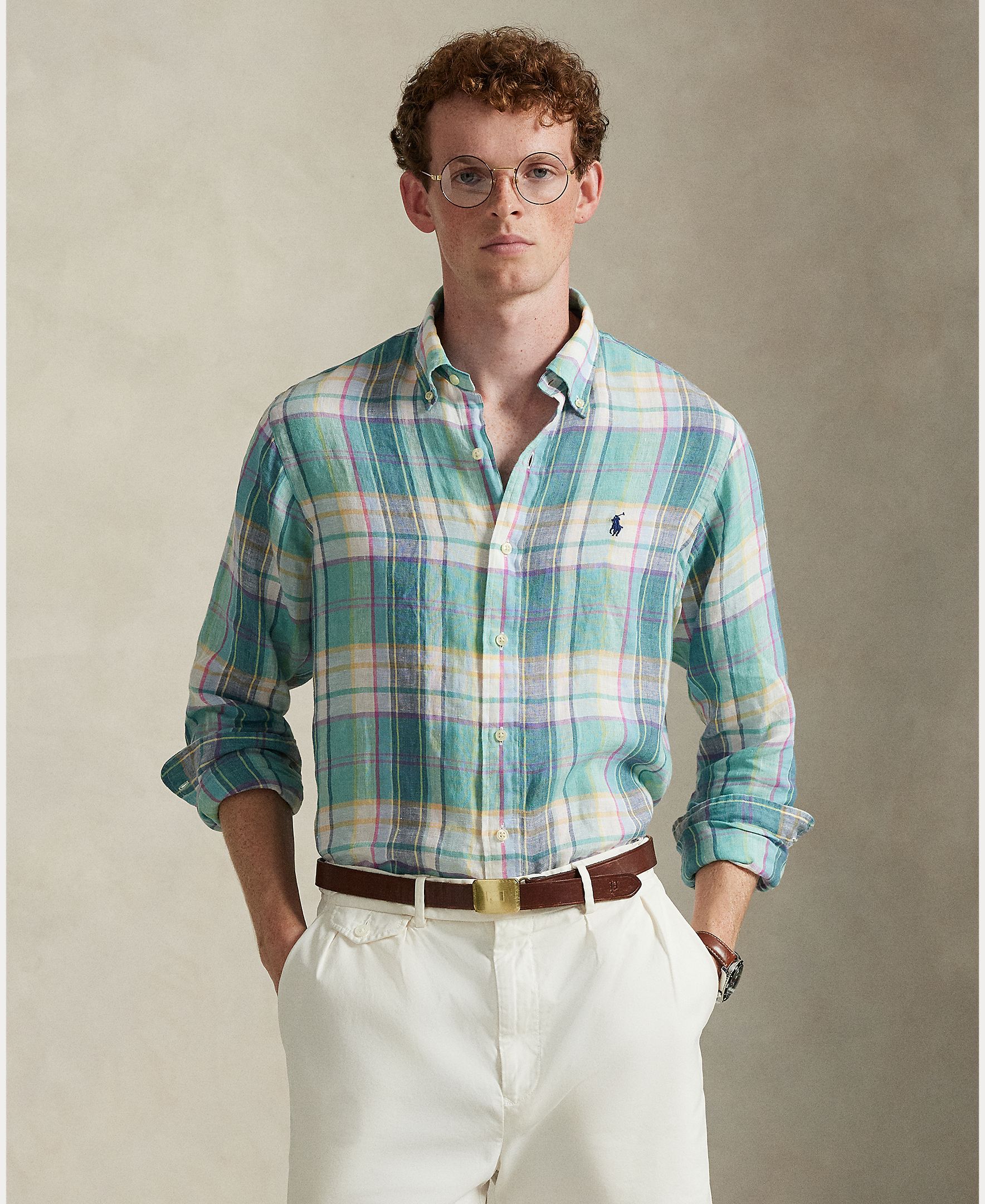 Polo Ralph Lauren - Camisa de hombre de lino con cuadros Classic Fit.