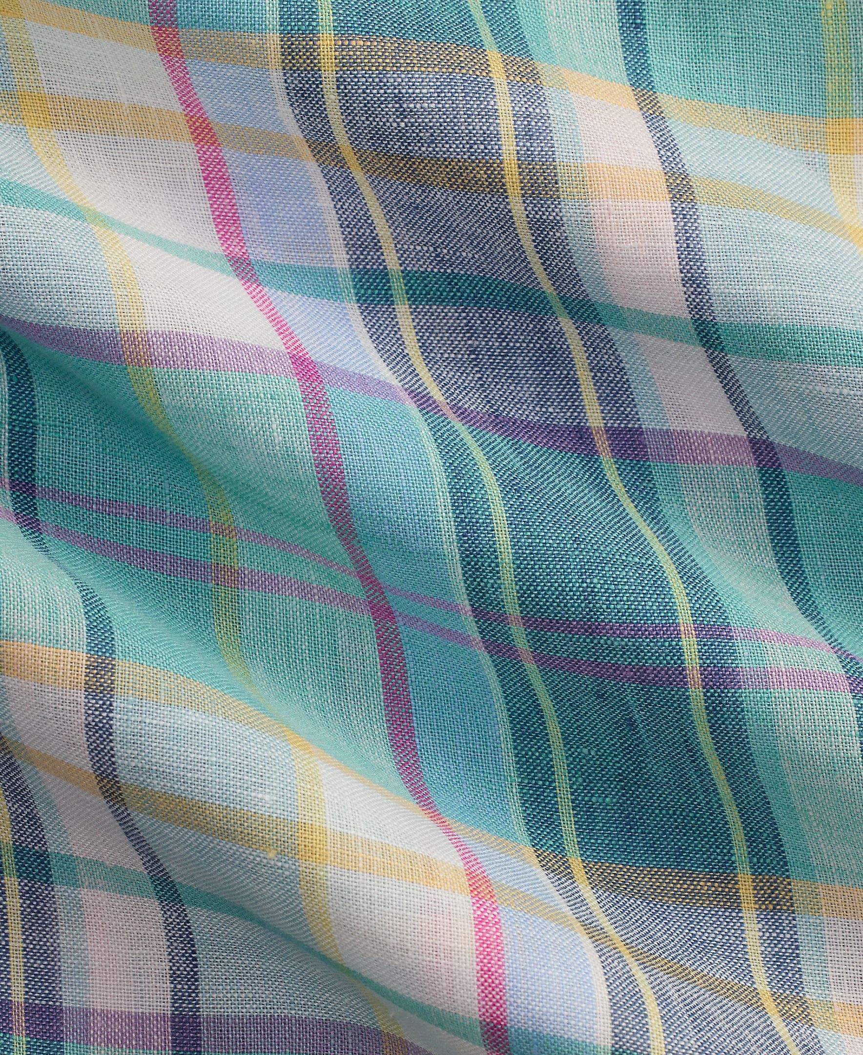 Camisa de Linho aos Quadrados Classic Fit Verde-5