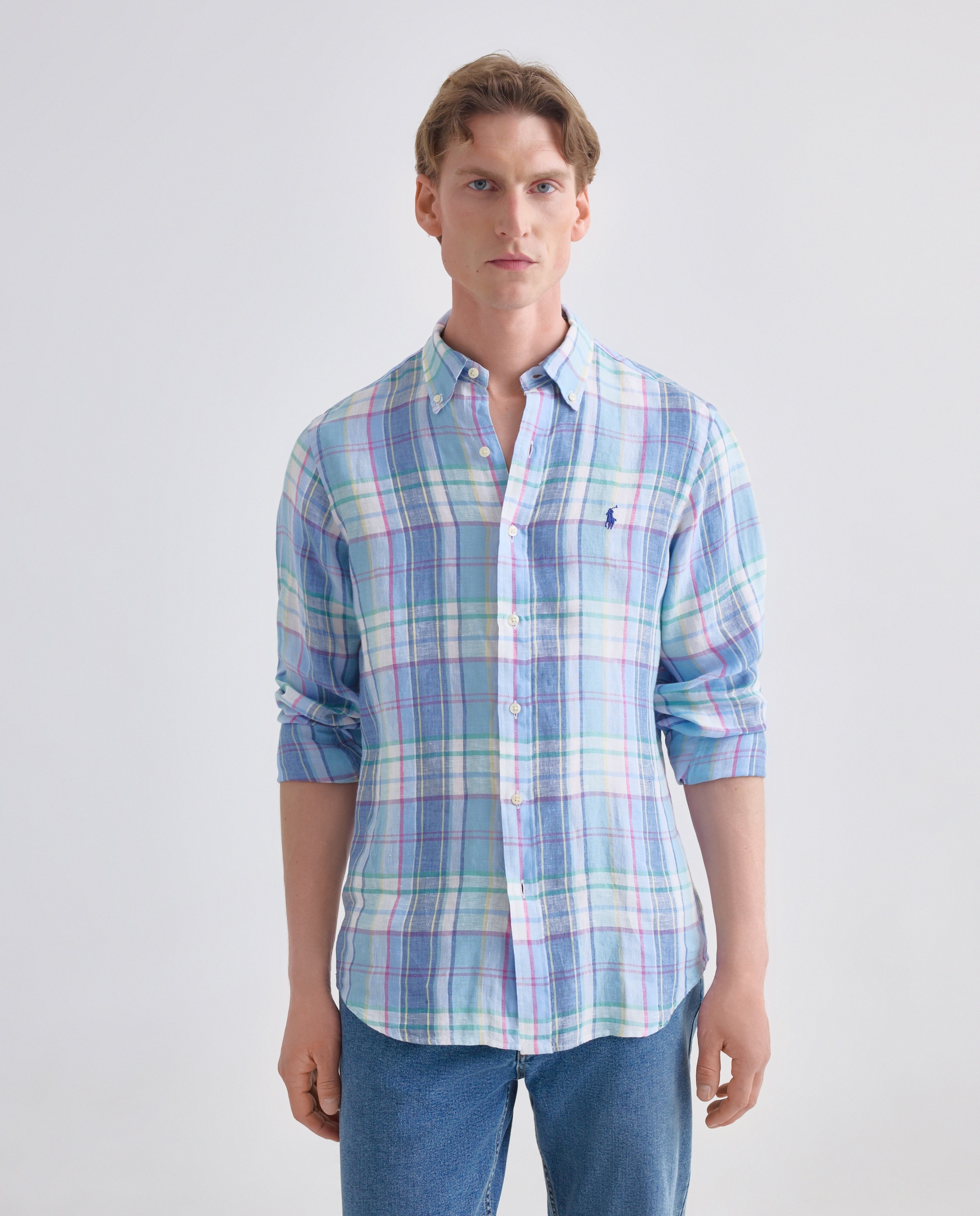 Imagem 0 de Camisa de Linho aos Quadrados Classic Fit
