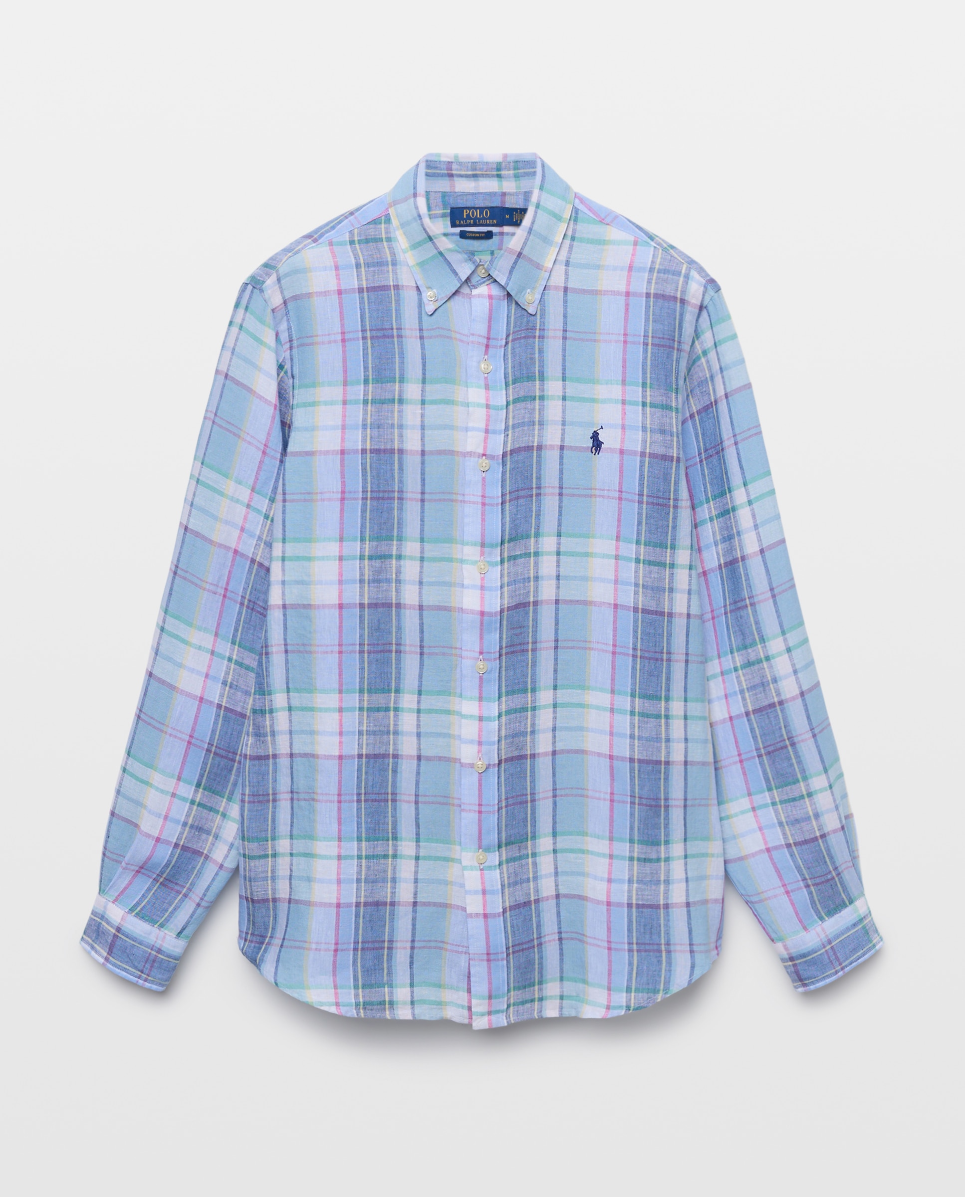 Camisa de Linho aos Quadrados Classic Fit Multicolor-5