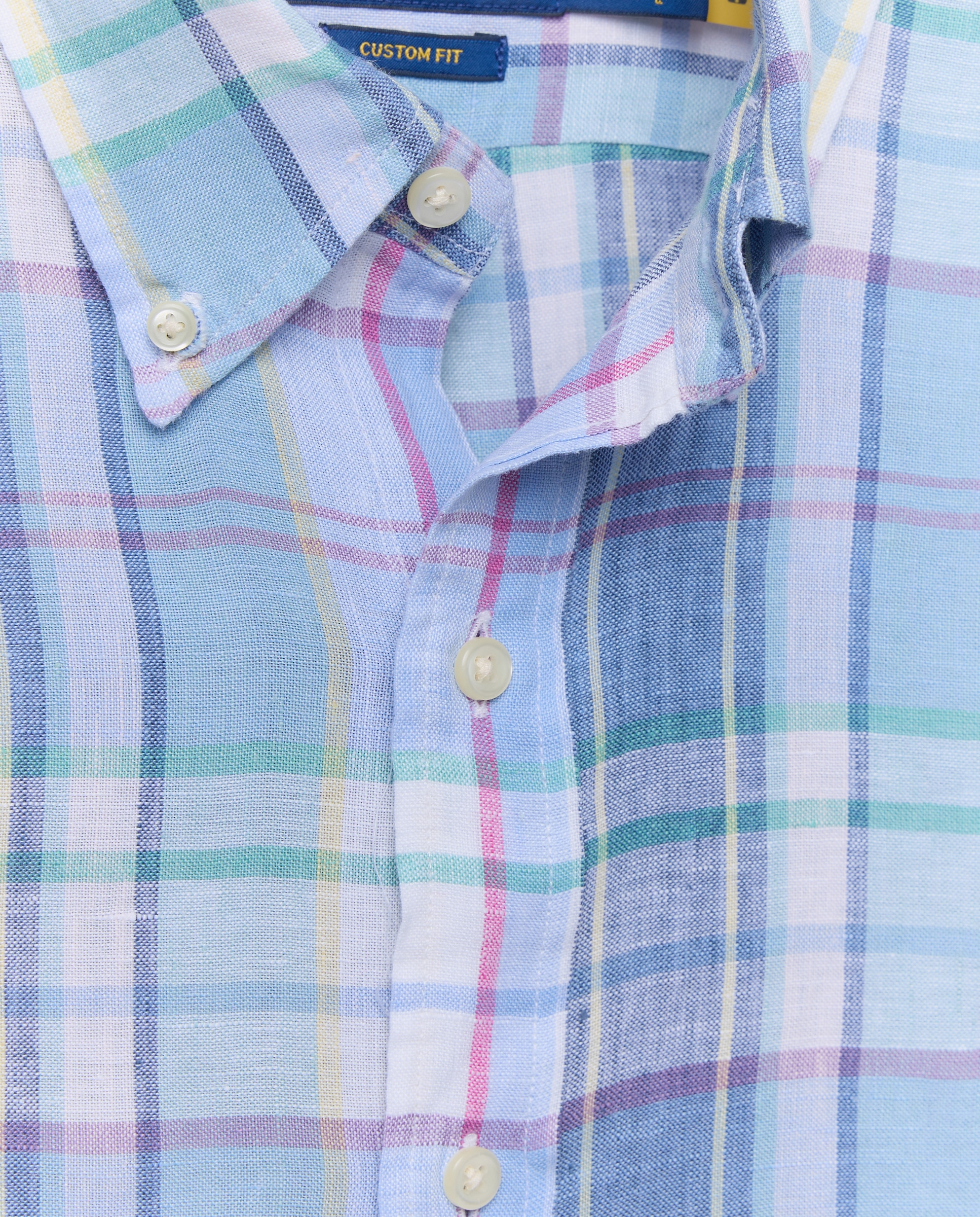 Camisa de Linho aos Quadrados Classic Fit Multicolor-6