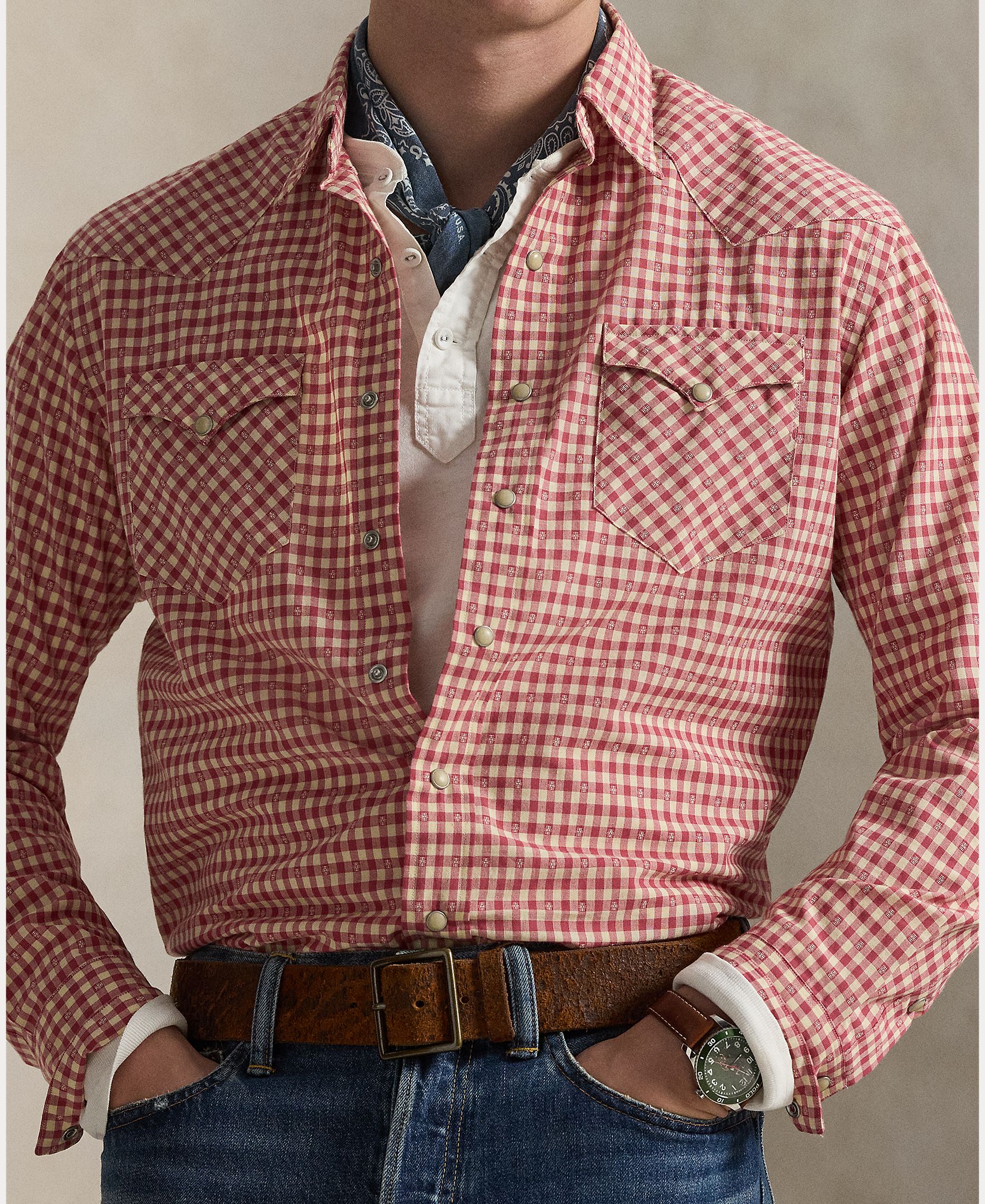 Camisa de Trabalho de Algodão Estampada Multicolor-4