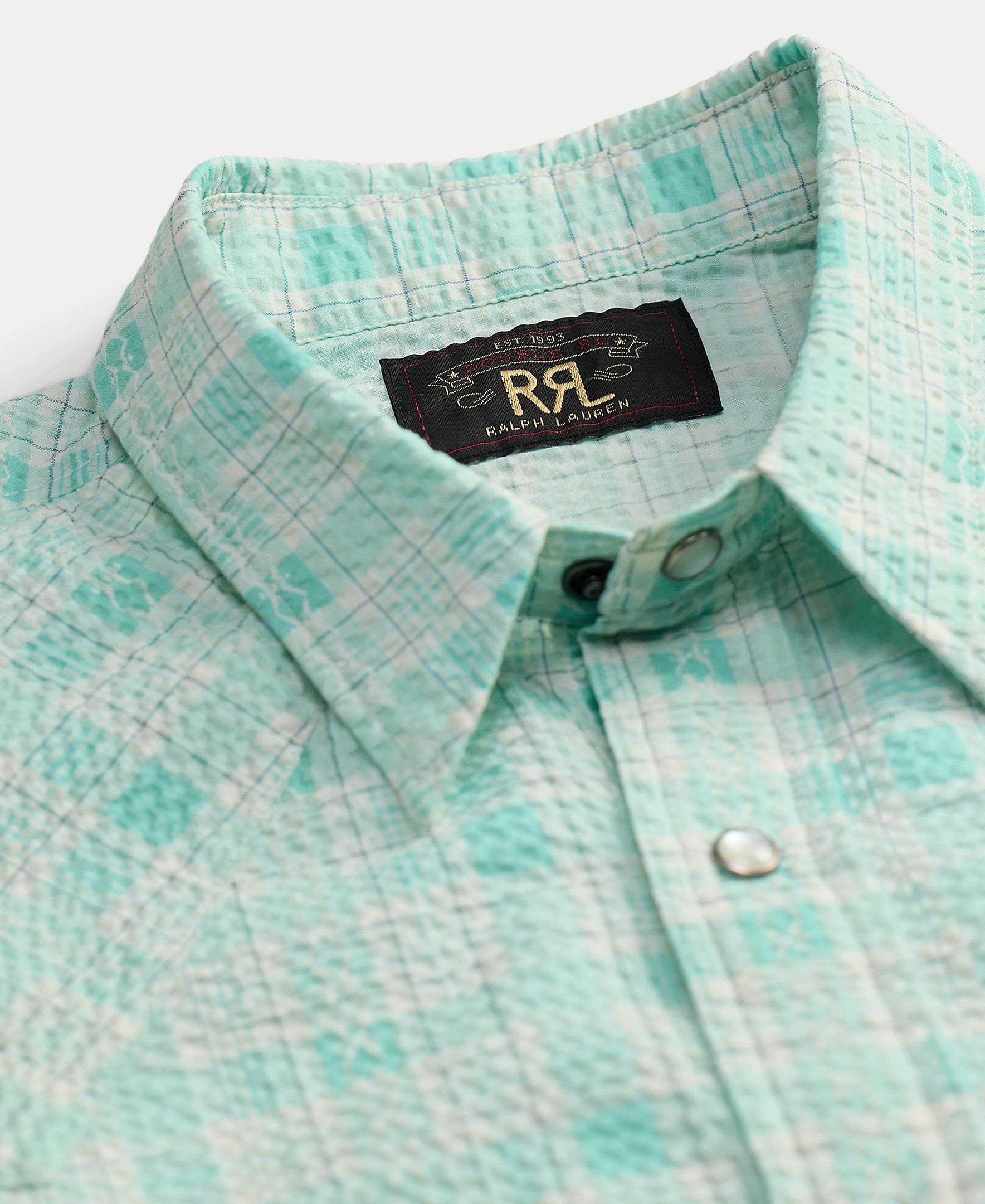 Camisa de Algodão Estampada Double RL Turquesa-3