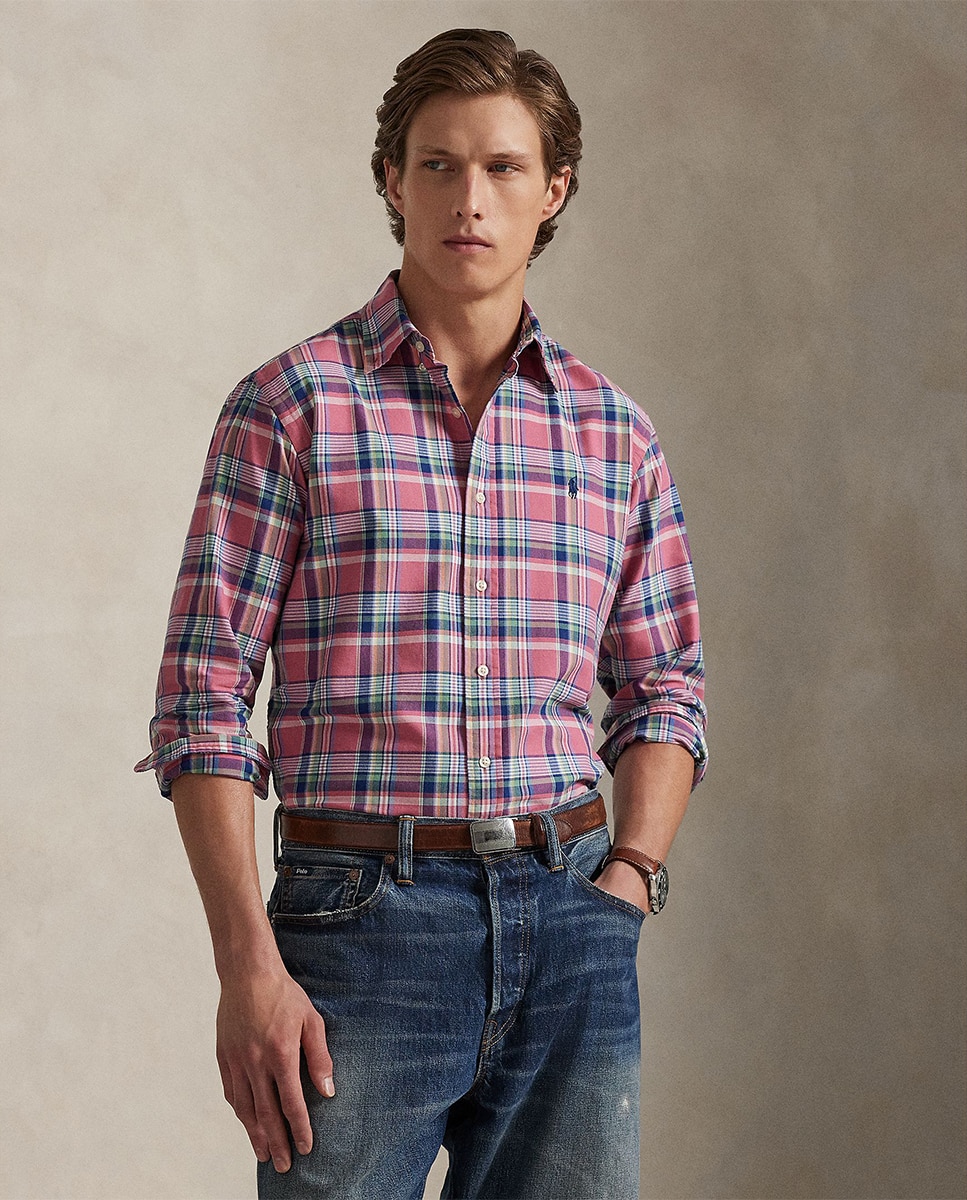 Camisa Oxford Custom Fit aos Quadrados Multicolor-1