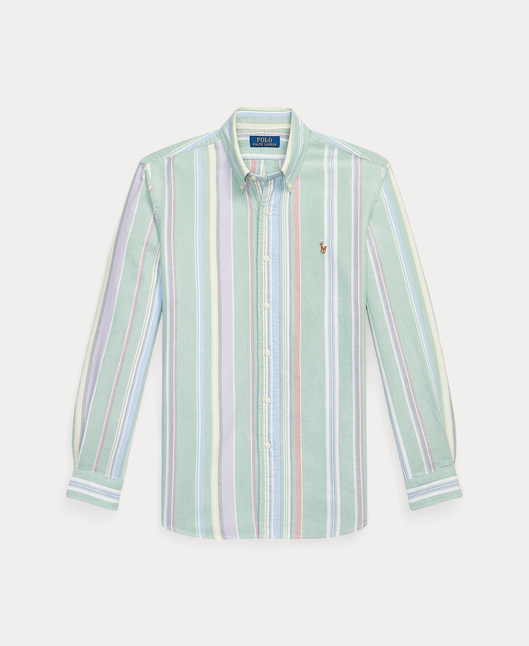 Camisa Oxford às Riscas Custom Fit Verde-6