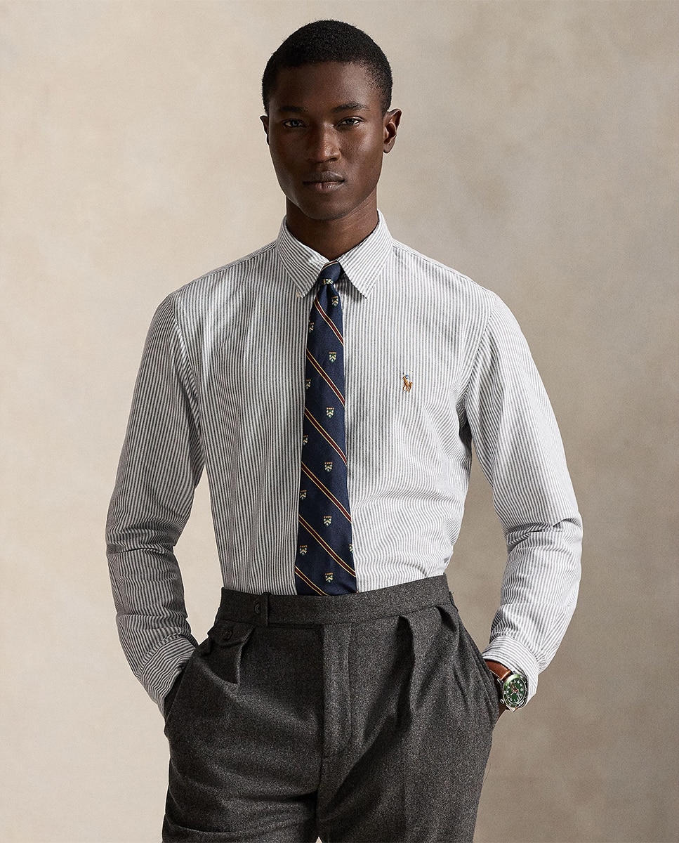 Imagen 0 de Camisa de hombre de oxford Custom Fit Gris claro