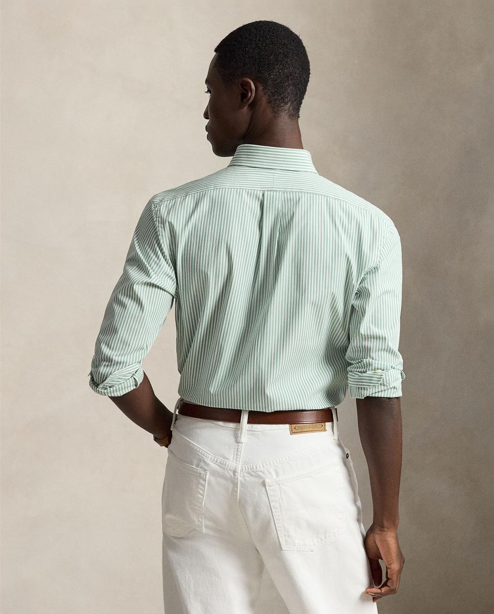 Camisa de hombre de popelina y elástico Marrón Nuez moscada - Polo Ralph Lauren - Verde menta Verde menta-3