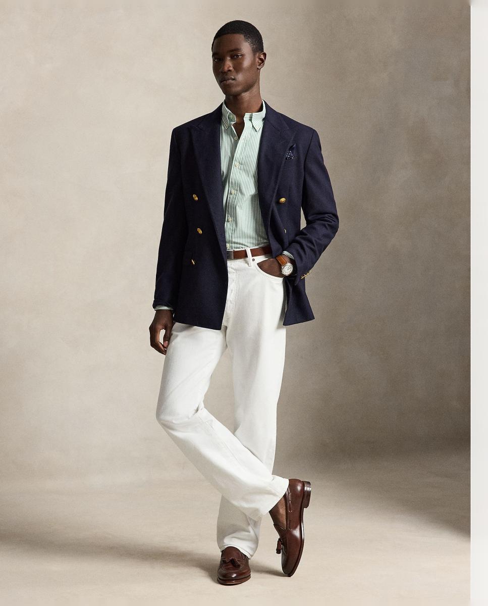Camisa de hombre de popelina y elástico Marrón Nuez moscada - Polo Ralph Lauren - Verde menta Verde menta-6