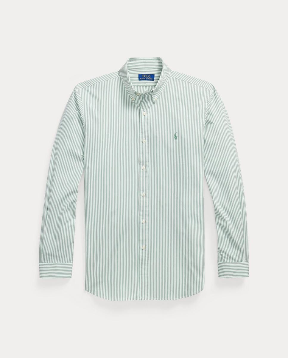 Camisa de hombre de popelina y elástico Marrón Nuez moscada - Polo Ralph Lauren - Verde menta Verde menta-5