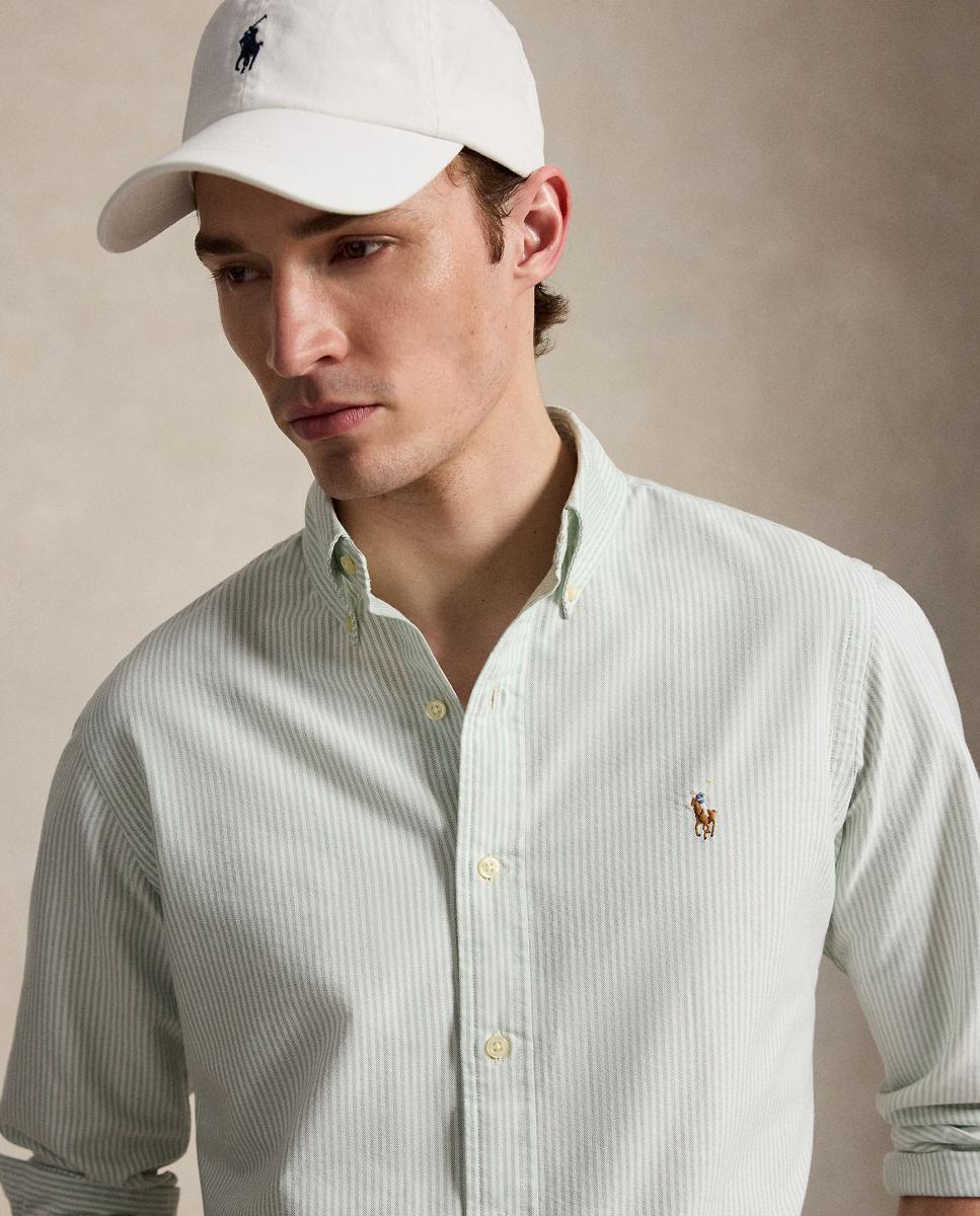 Camisa de hombre oxford con rayas Desgastado Mint Blanco - Polo Ralph Lauren - Verde menta Verde menta-4