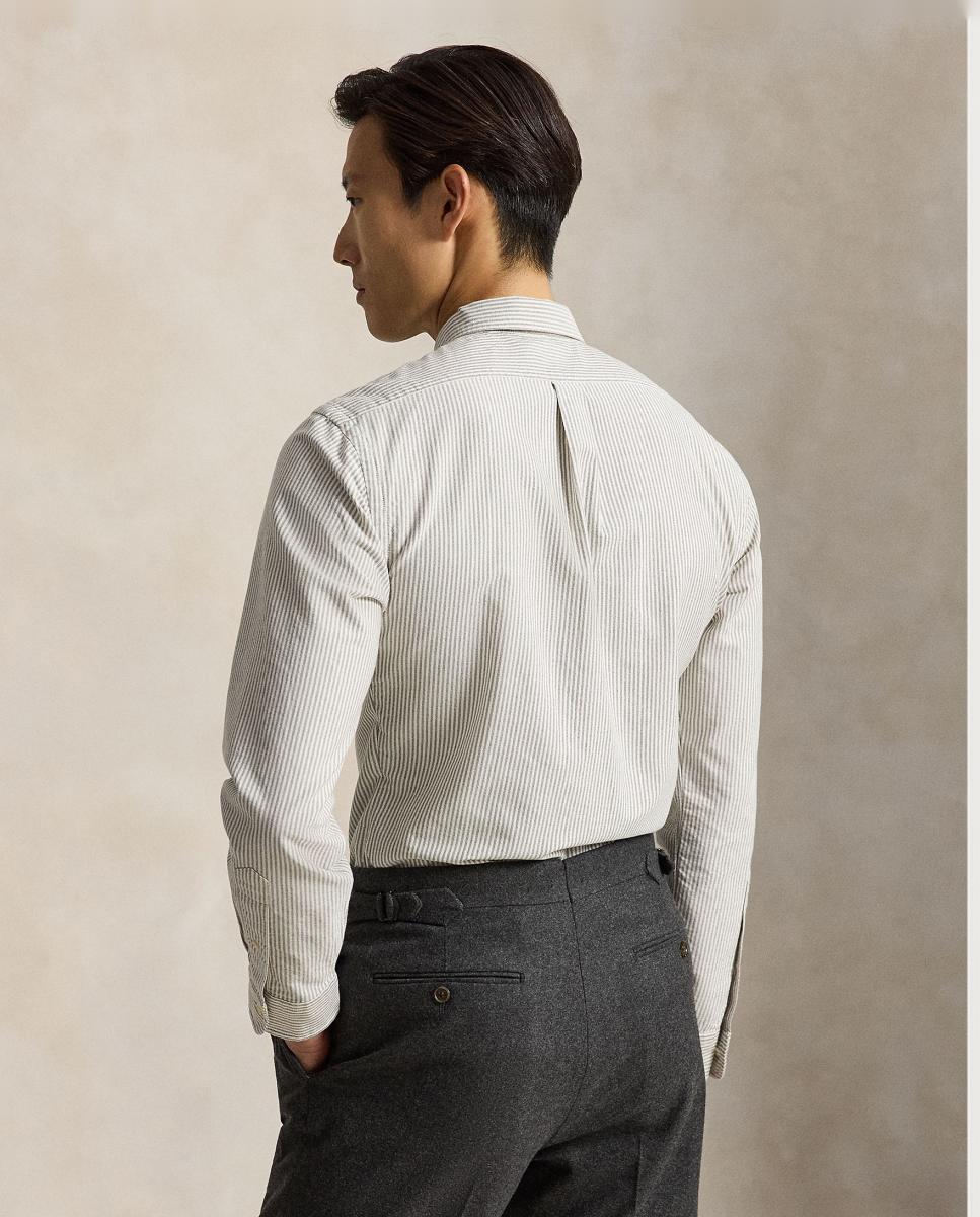 Camisa de hombre oxford con rayas Desgastado Mint Blanco - Polo Ralph Lauren - Marrón claro Marrón claro-2