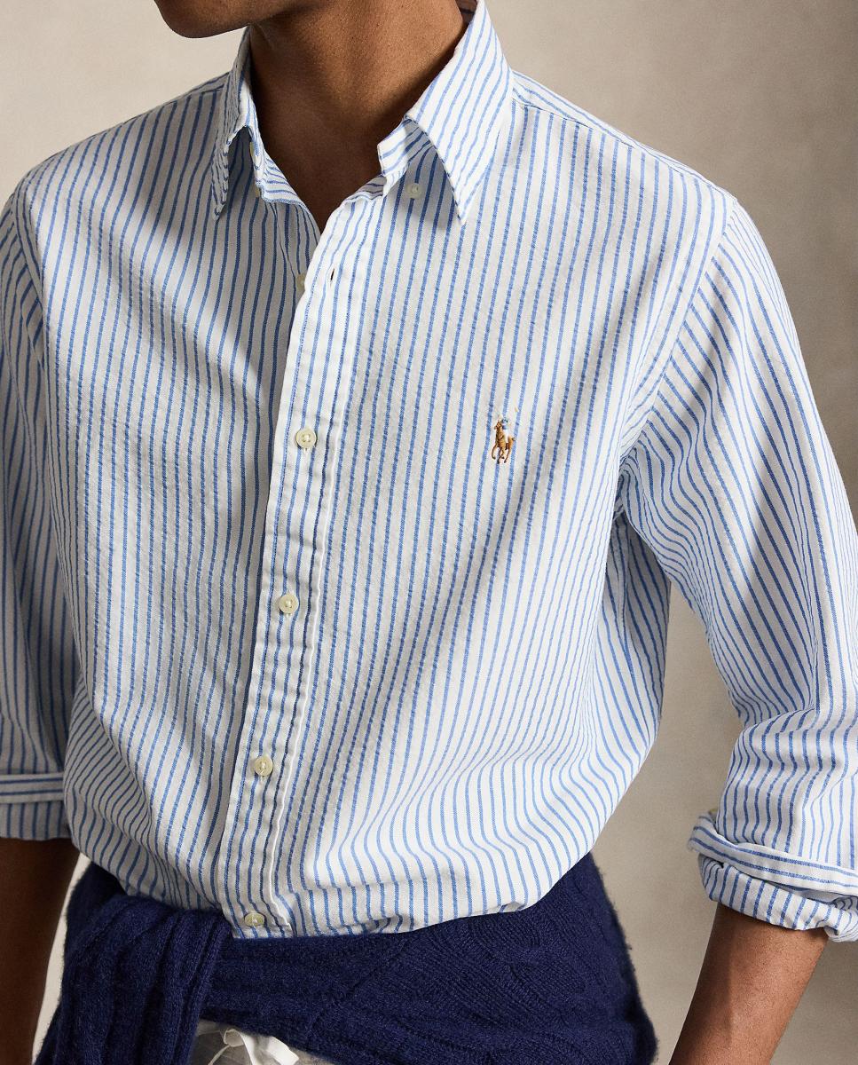 Camisa oxford de sirsaca de hombre Blanco/ - Polo Ralph Lauren - Azul Azul-4