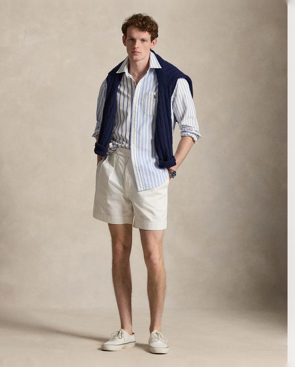 Camisa Oxford Regular Fit às Riscas Azul-claro-6