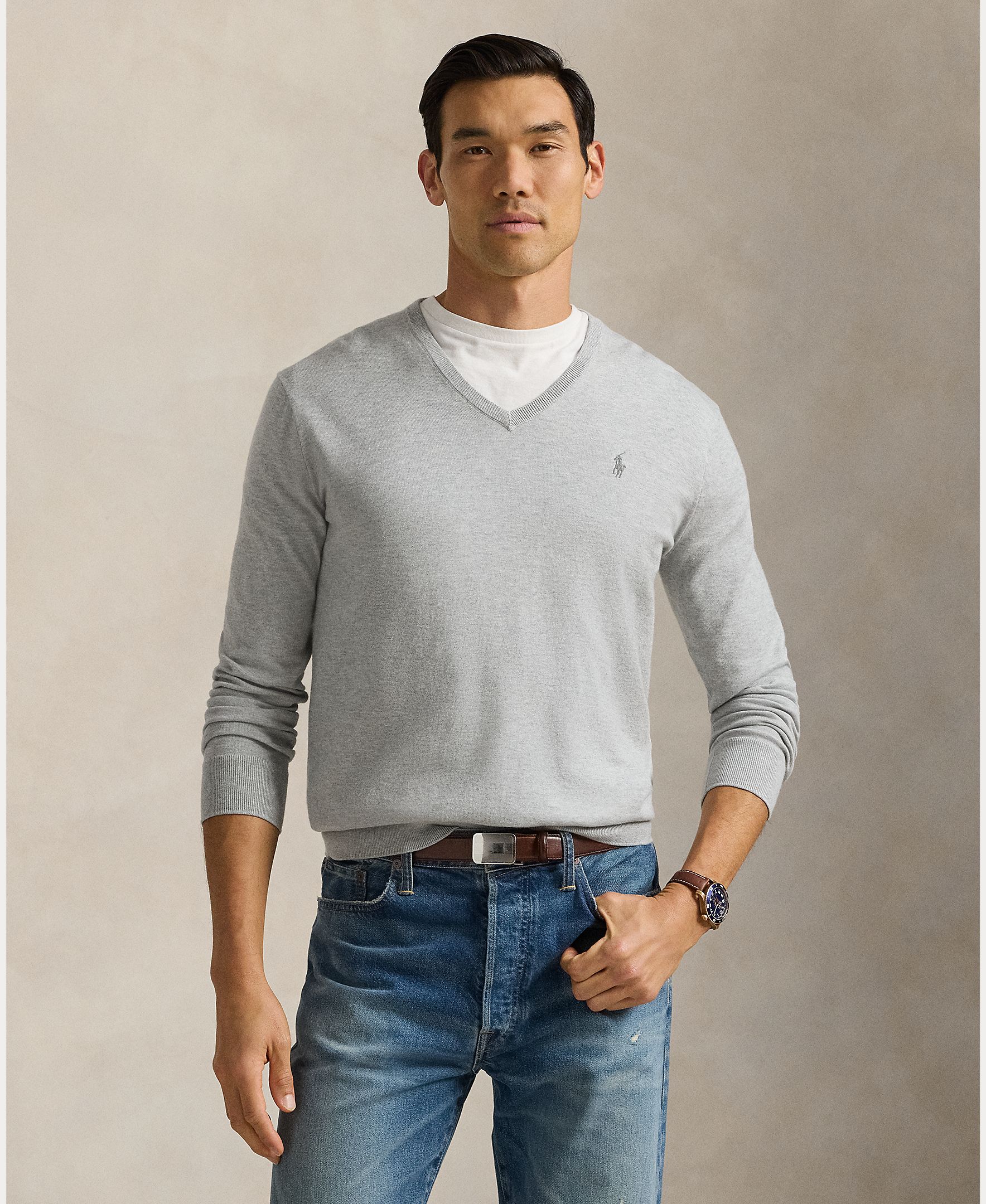 Polo Ralph Lauren - Jersey de hombre algodón cuello pico.
