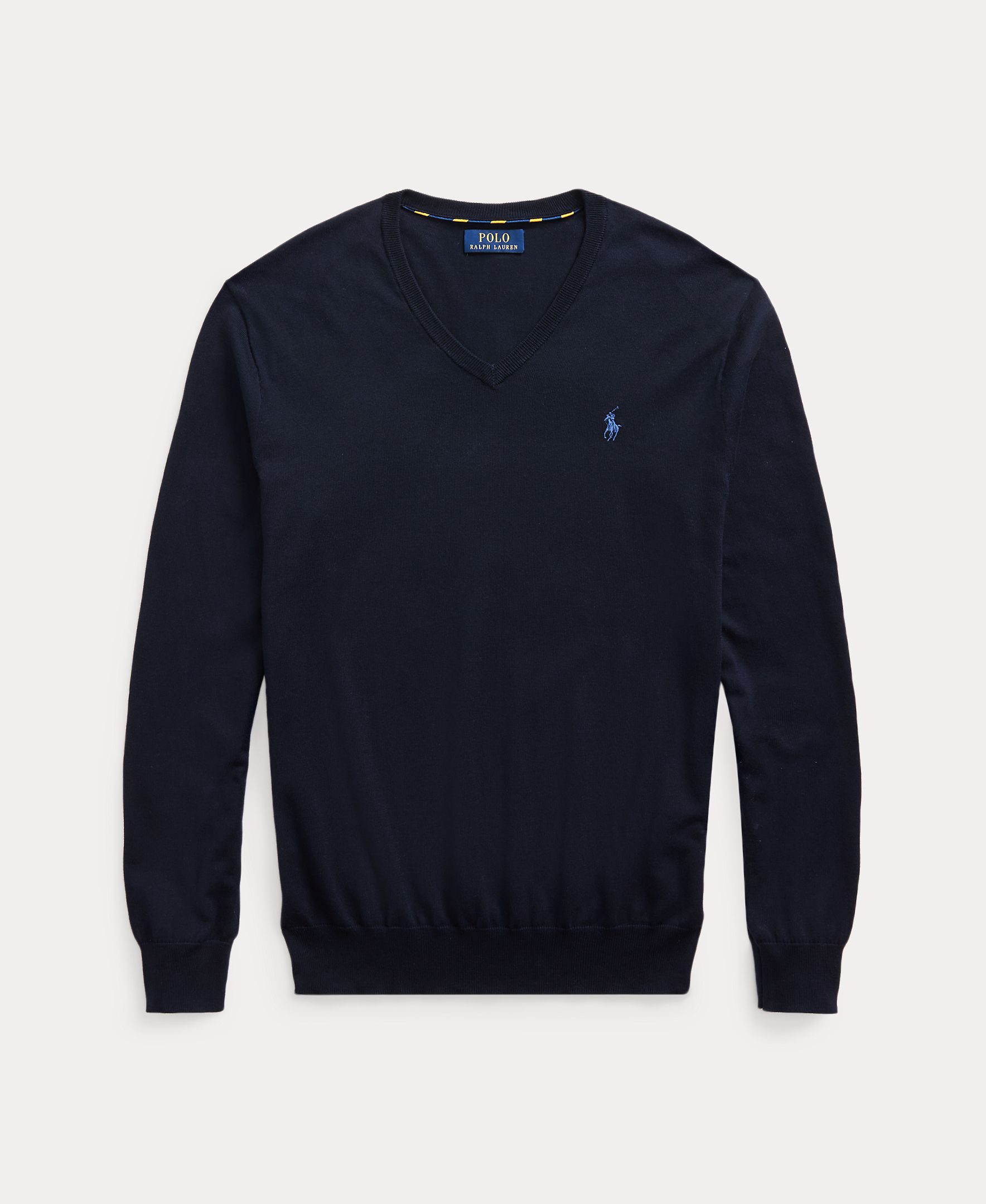 Camisola de Malha com Decote em Bico e em Algodão Azul-marinho-7