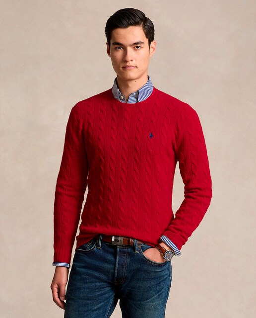 Imagen 0 de Jersey de hombre de lana y cachemira en punto de ochos tallas grandes